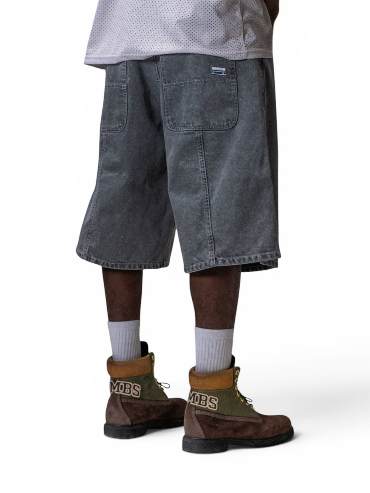 Shorts Jacker Classic 3 Stripes Baggy Short Grey, vue portée de dos ¾