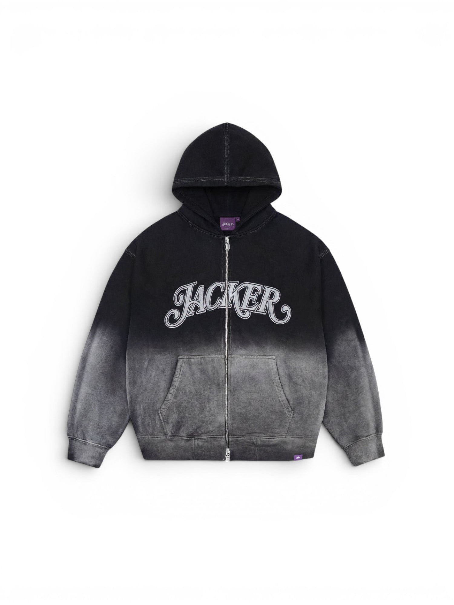Vestes Jacker Curve Logo Gradient Washed Black, vue de face a plat