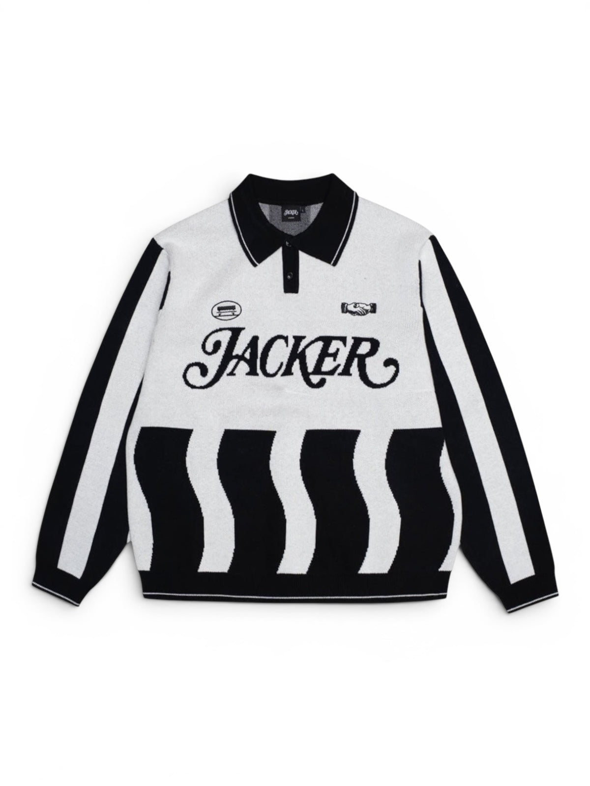 Polos Jacker Deal Polo Knit Beige White, vue de face a plat