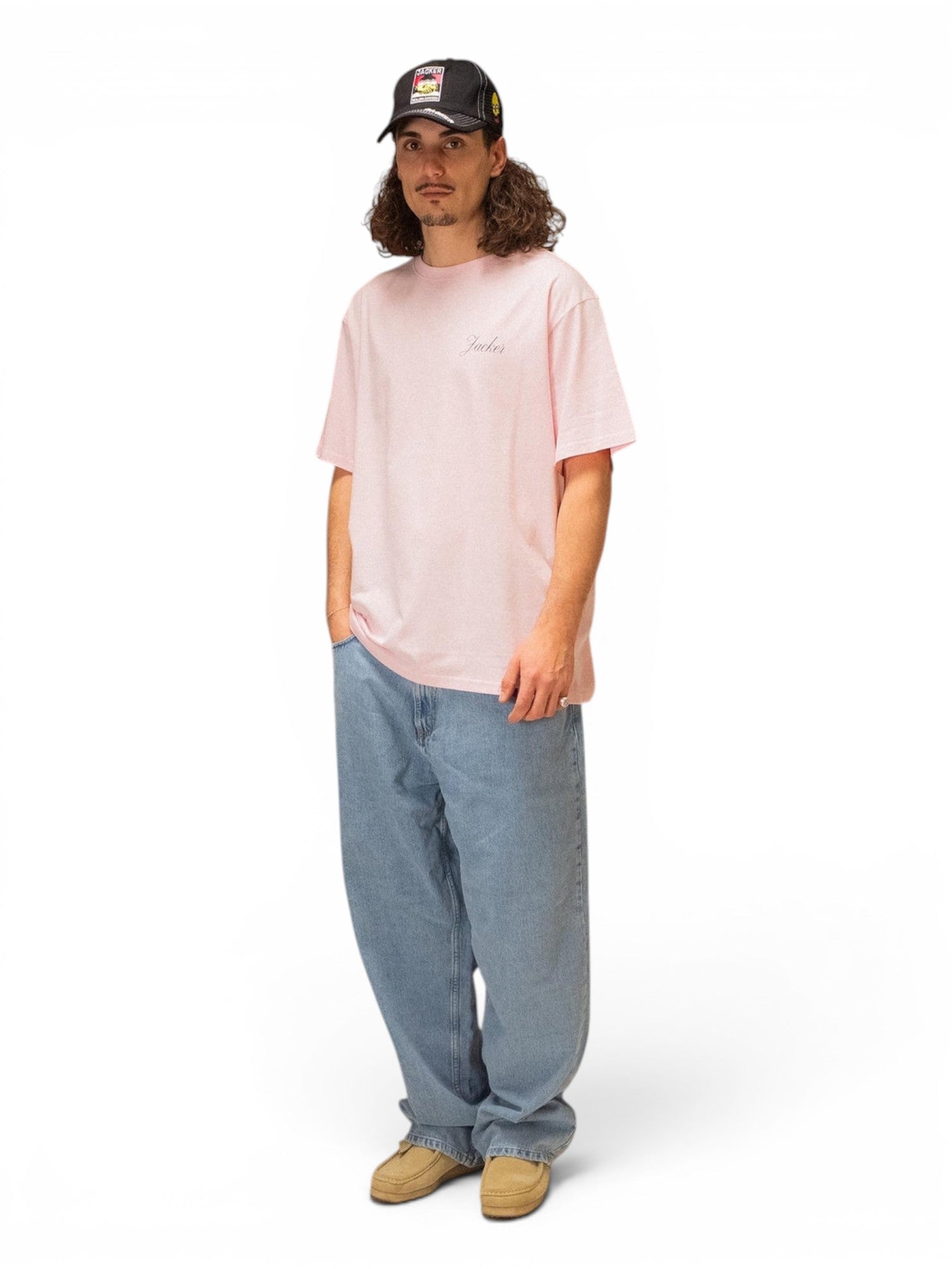 Teeshirts Jacker Grace T-Shirt Pink, vue portée en pied de face
