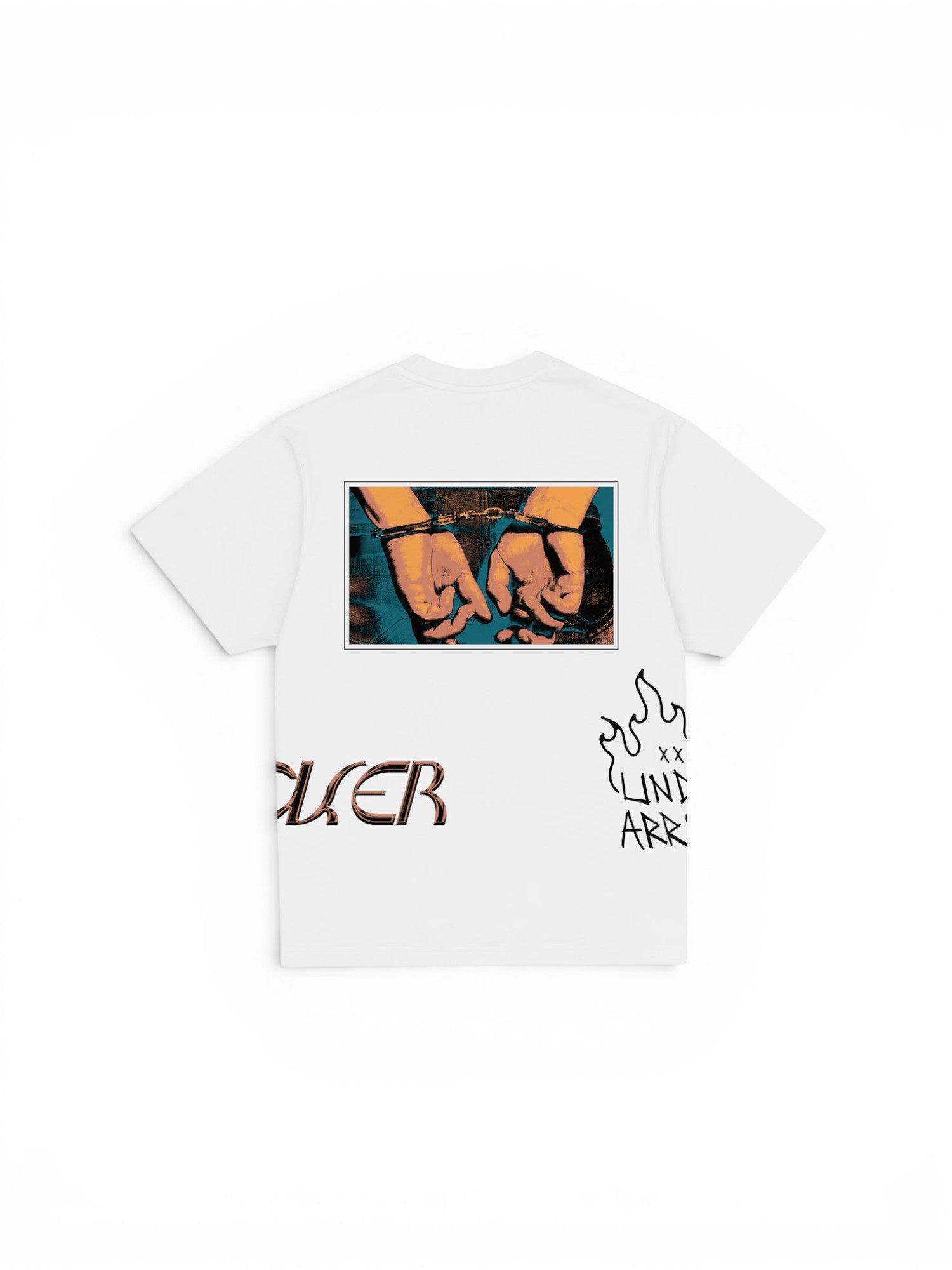 Teeshirts Jacker Handucuffs T-Shirt White, vue de dos a plat