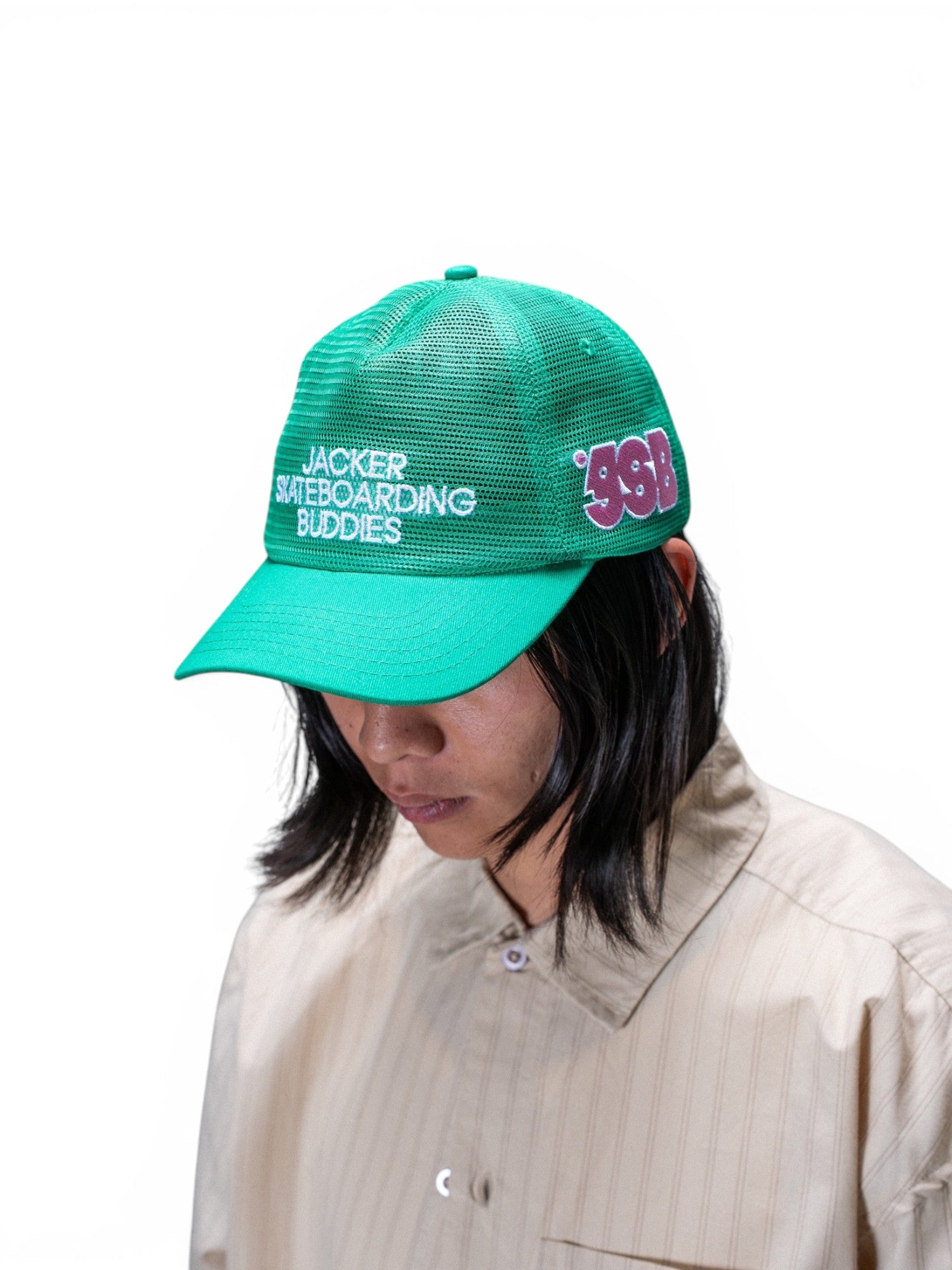 Casquettes Jacker Jsb Snapback 5 Panel Green, vue portée de ¾ face