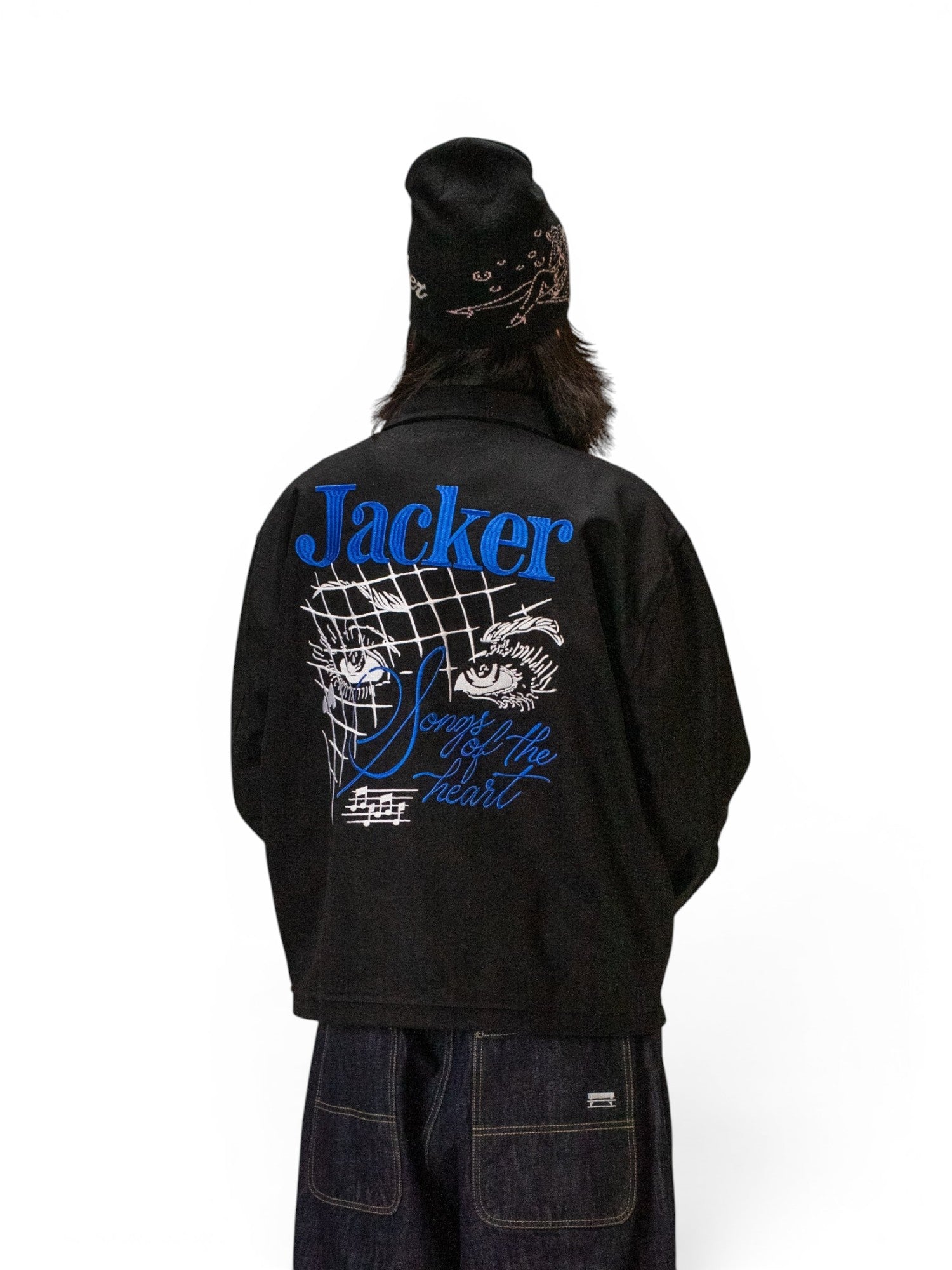 Vestes Jacker Mighty Blue Coach Jacket Black, vue portée de dos