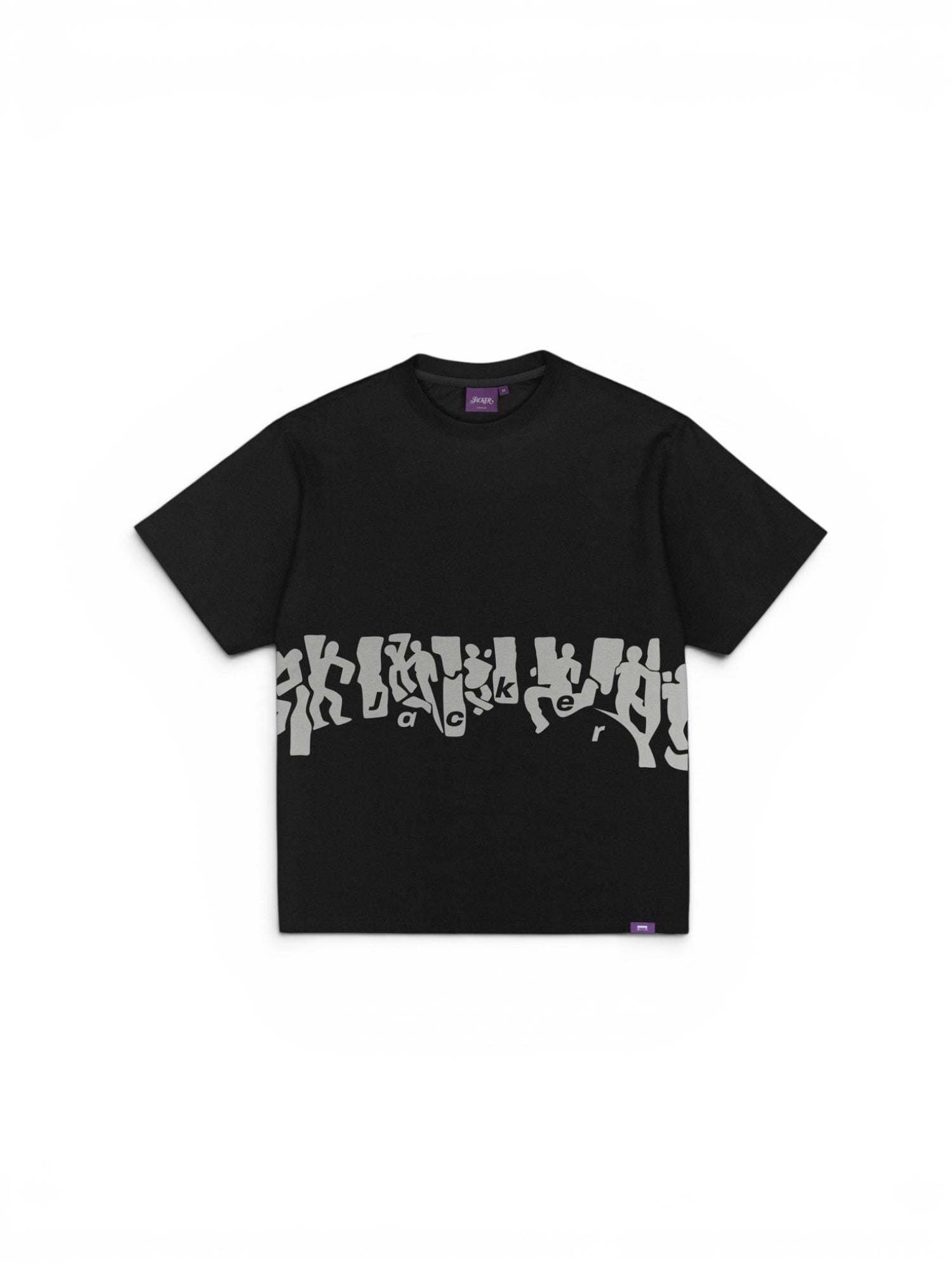 Teeshirts Jacker Mirror Maze Garment Dyed T-Shirt Black, vue de face a plat