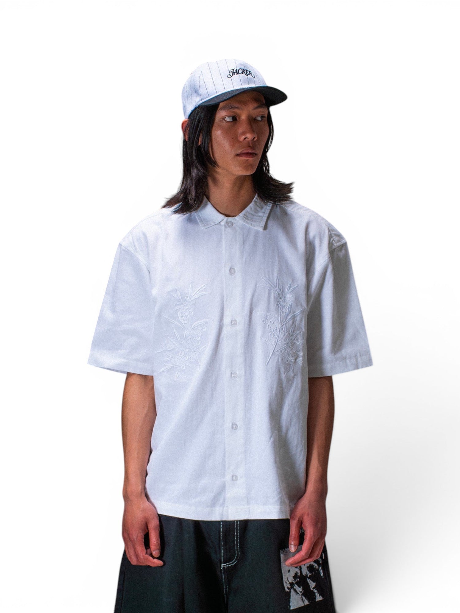 Chemises Jacker Olive Shirt White, vue portée de face