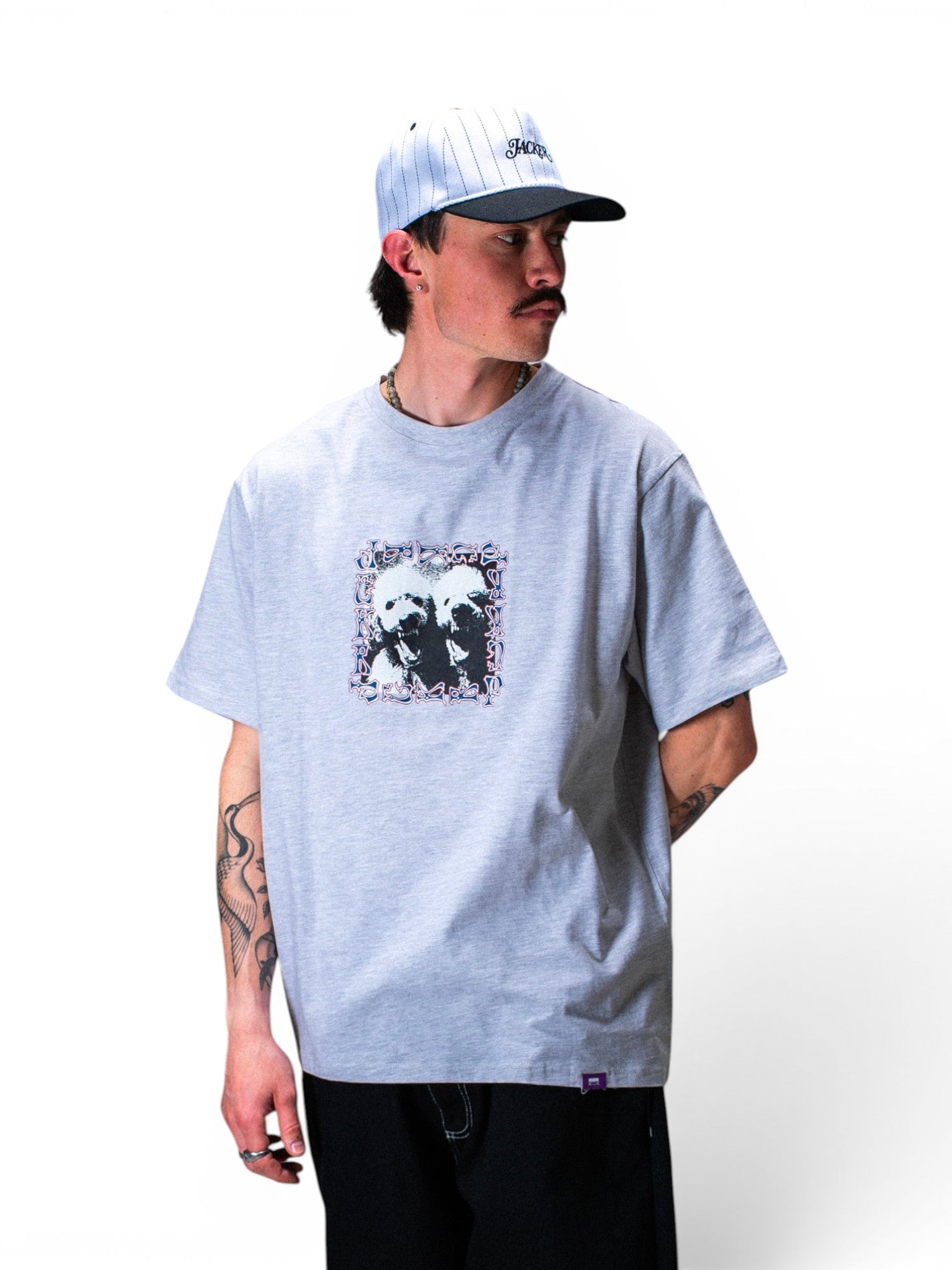 Teeshirts Jacker Poodle Pals T-Shirt Heather Grey, vue portée de face