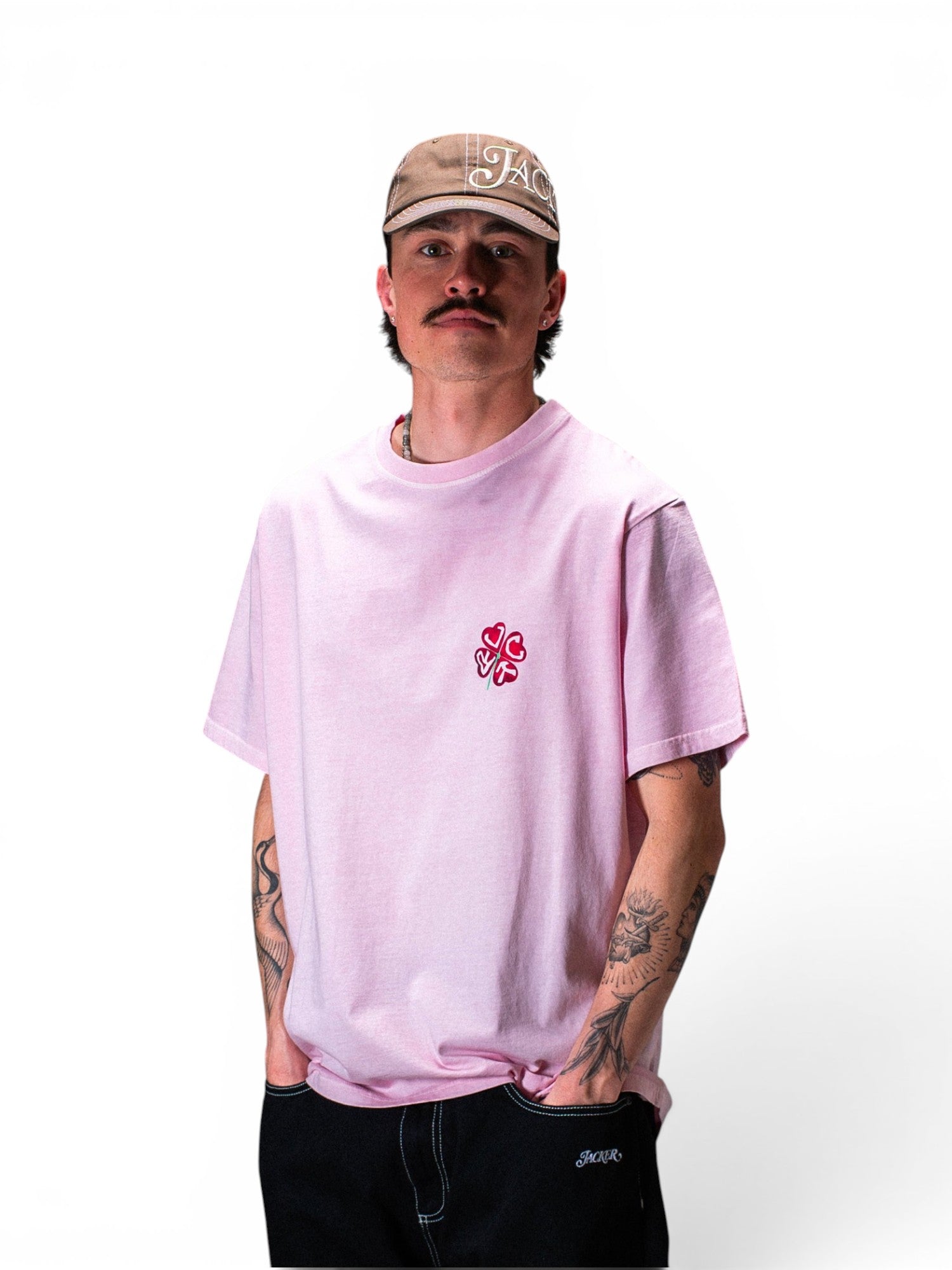 Teeshirts Jacker Red Clover T-Shirt Pink, vue porté de face