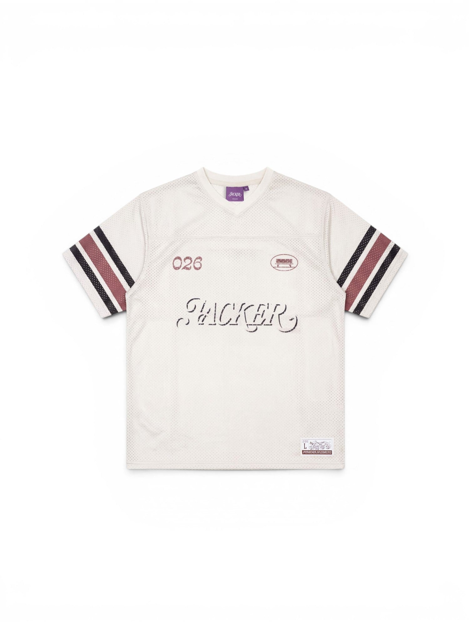 Teeshirts Jacker Shadow Logo Jersey Beige, vue a plat de face