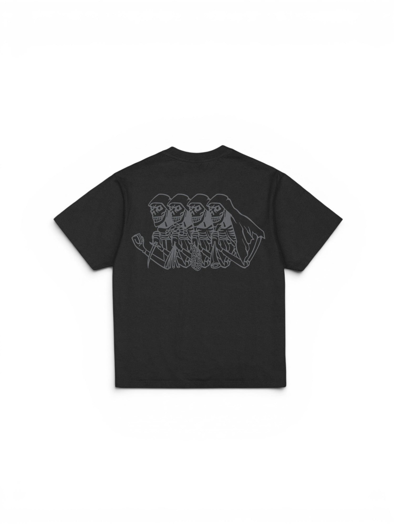 Teeshirts Jacker Skeleton Garment Dyed T-Shirt Black, vue de dos a plat