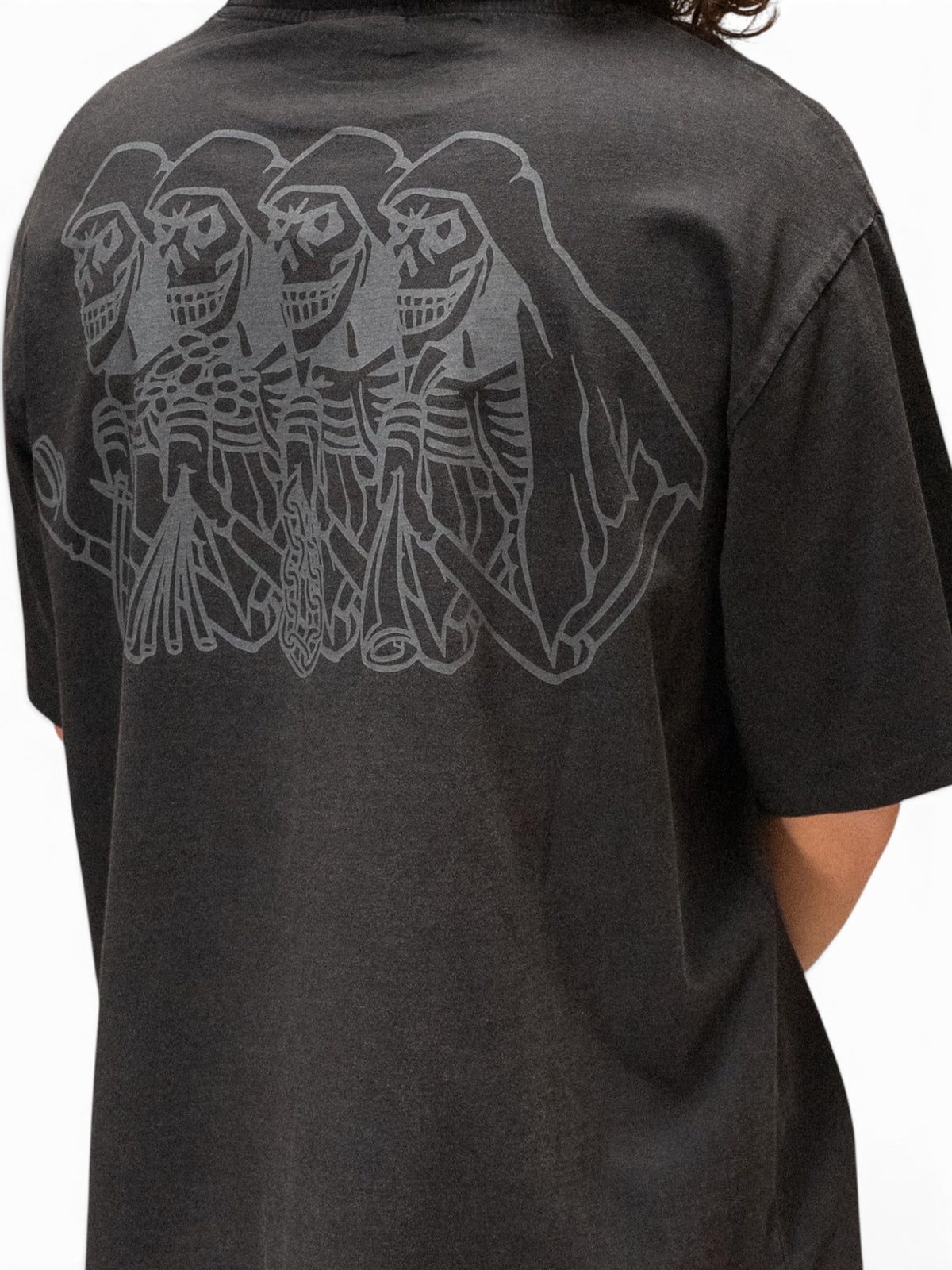 Teeshirts Jacker Skeleton Garment Dyed T-Shirt Black, vue détail face arrière du t-shirt