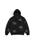 Sweatshirts Jacker Skeleton Hoodie Garment Dyed Black, vue de face a plat