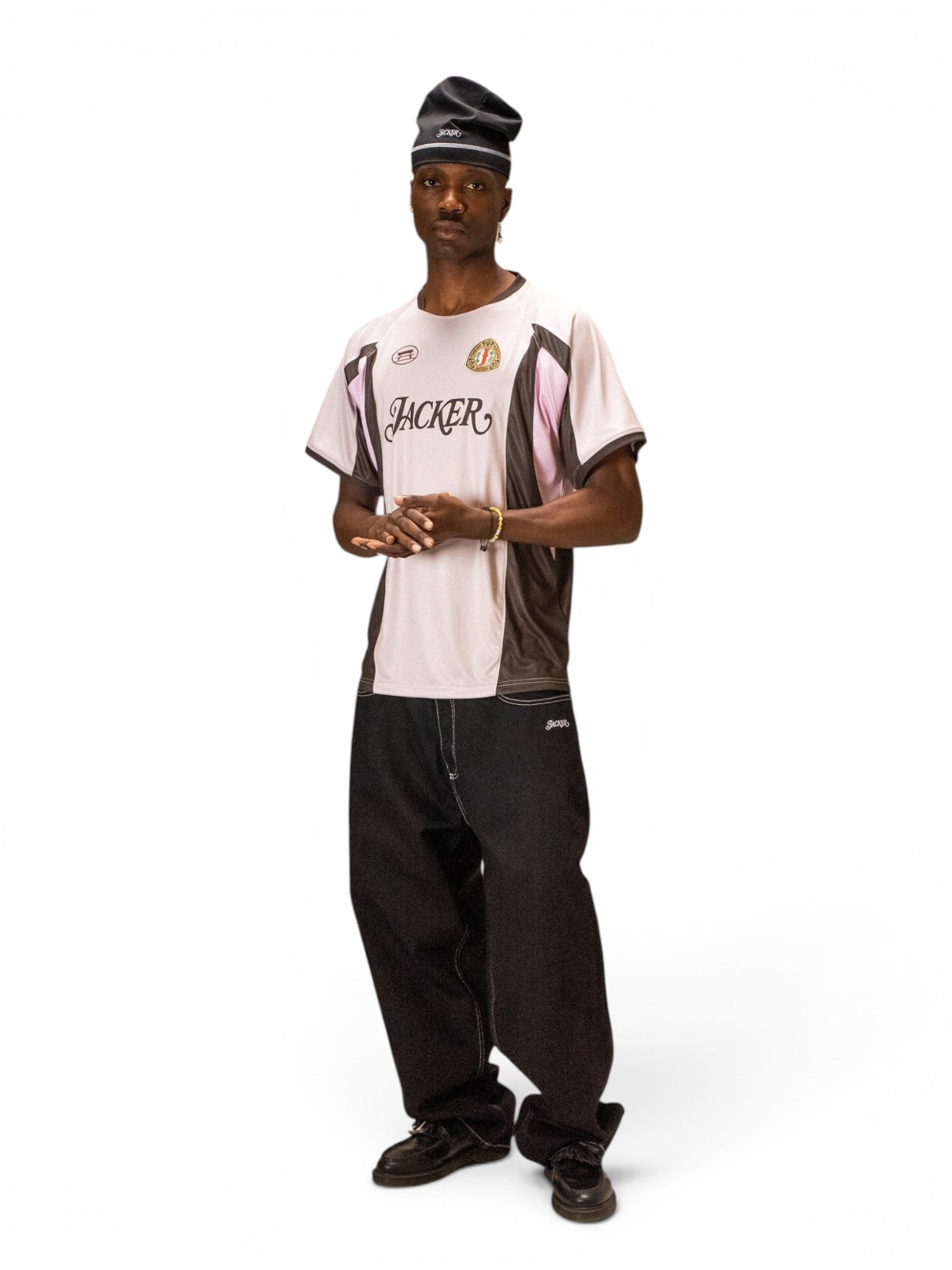 Teeshirts Jacker Trevi Jersey Beige Multi, vue portée en pied de face