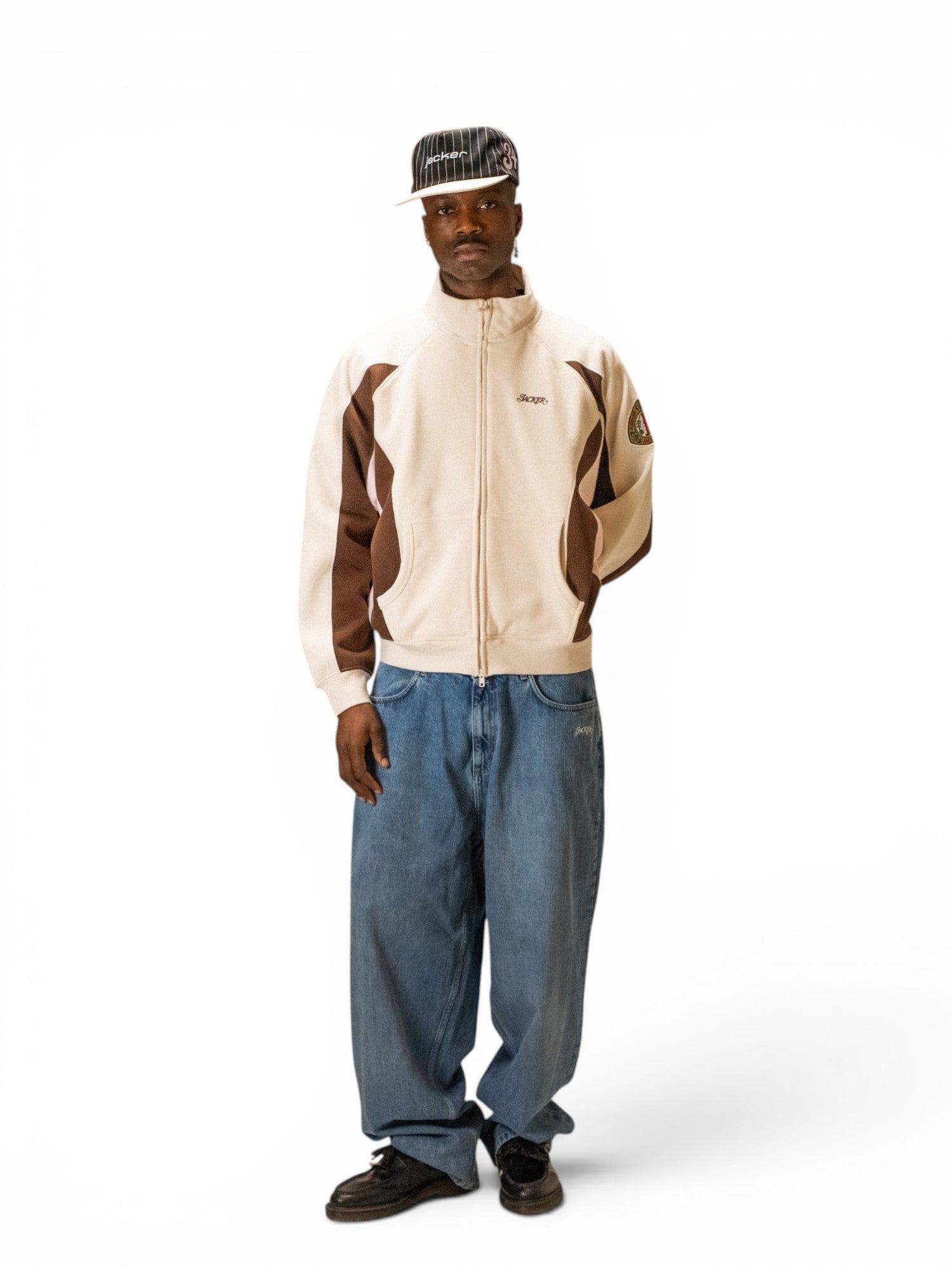 Vestes Jacker Trevi Track Jacket Beige, vue portée de face