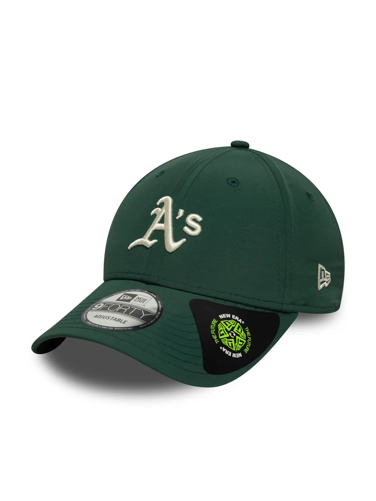 Casquettes New era Mlb Recycled Midi 9Forty Oakath  Dkgltc Dark Green, vue de 3/4 gauche