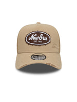 New era Oval Canvas Distress Trucker Newera Light Beige - Casquettes