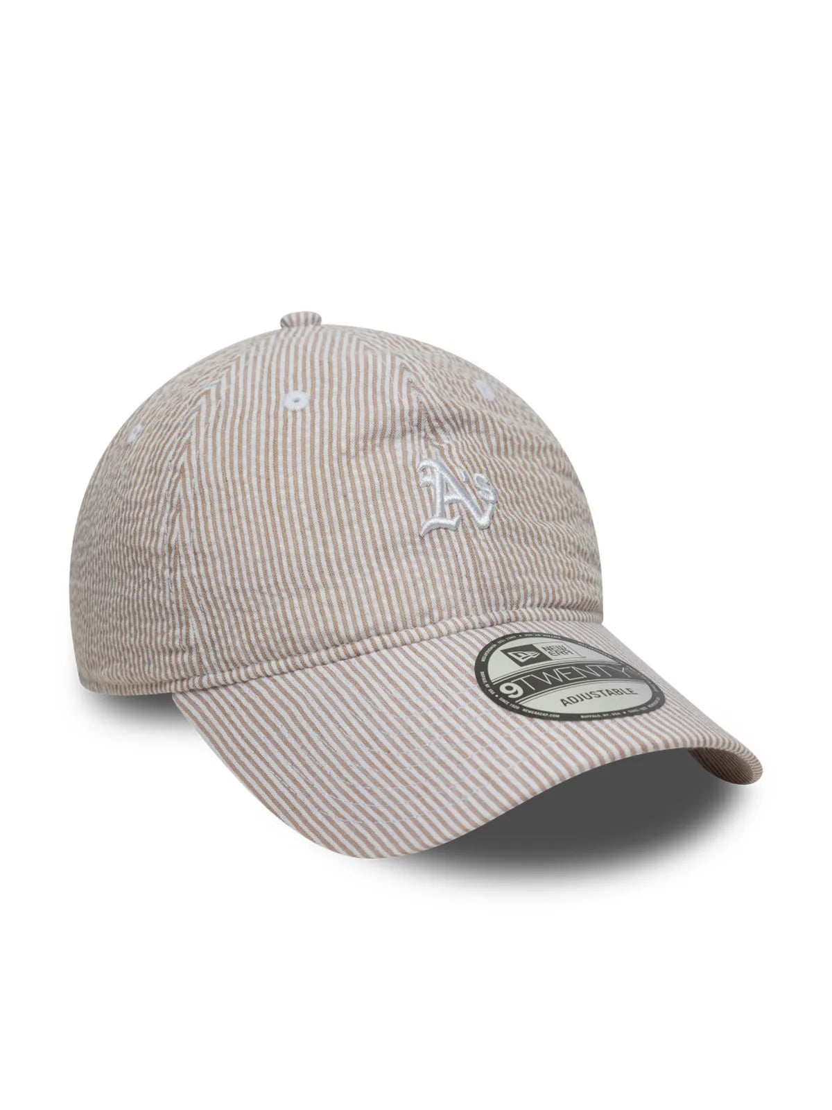 Casquettes New era Seersucker 9Twenty Oakath  Stnwhi Light Beige, vue de 3/4 gauche