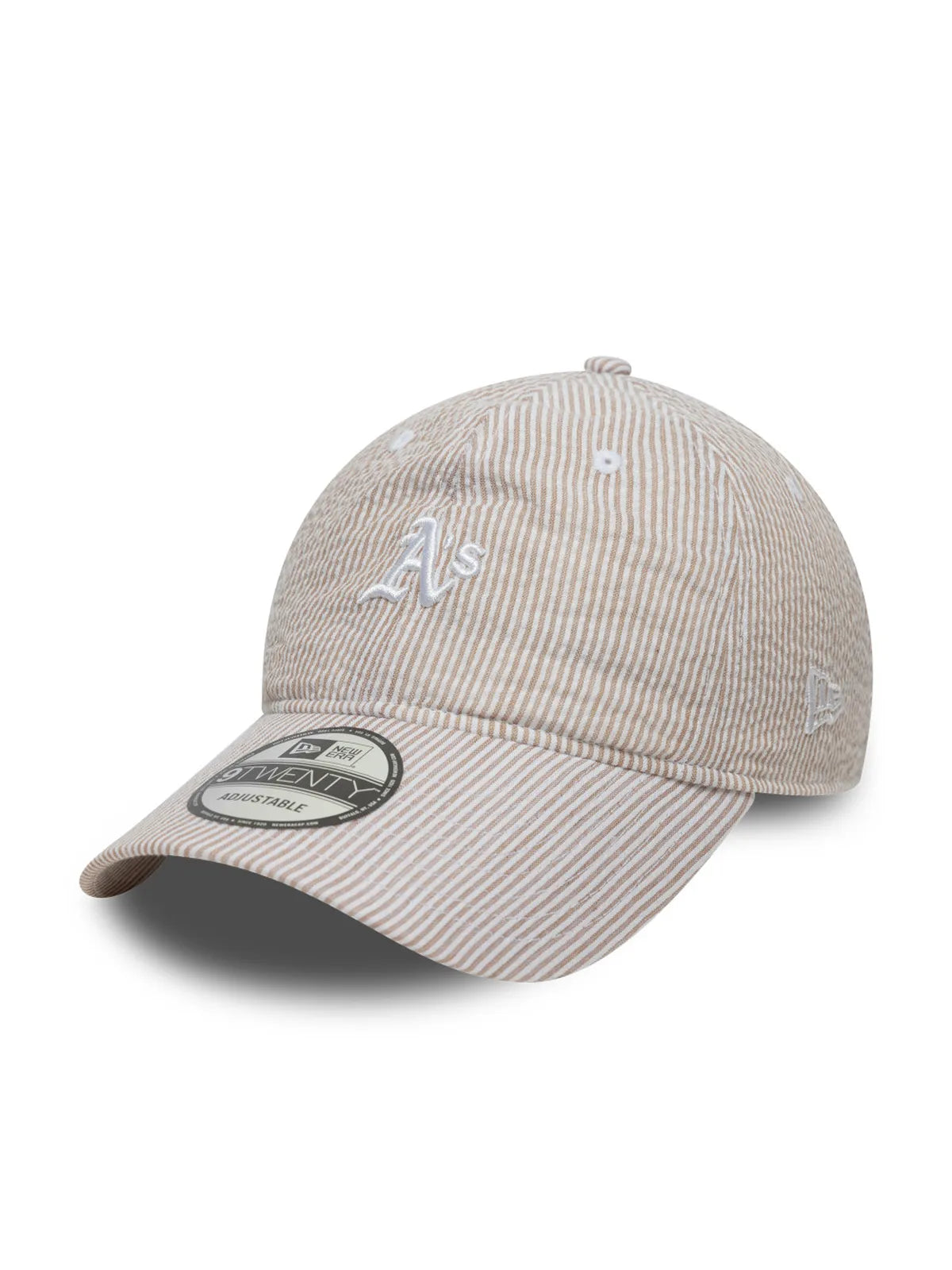 Casquettes New era Seersucker 9Twenty Oakath  Stnwhi Light Beige, vue de 3/4 droite