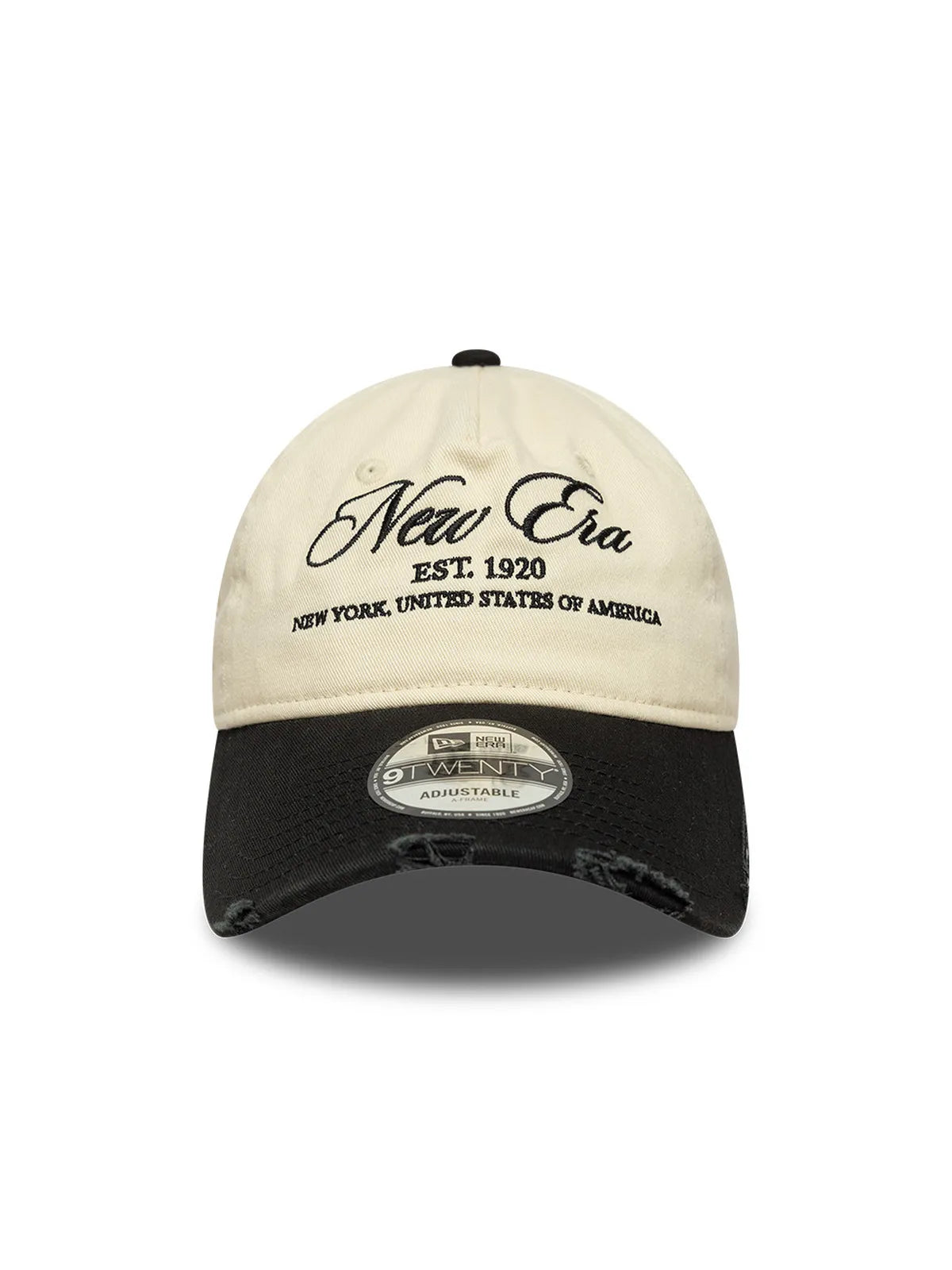 Casquettes New era Wash Distress 9Twenty Af Newera  Ltcblk Light Beige, vue de face