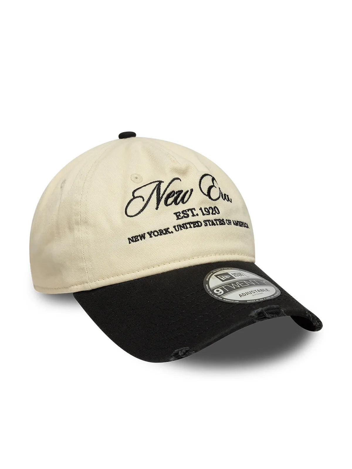 Casquettes New era Wash Distress 9Twenty Af Newera  Ltcblk Light Beige, vue de 3/4 gauche