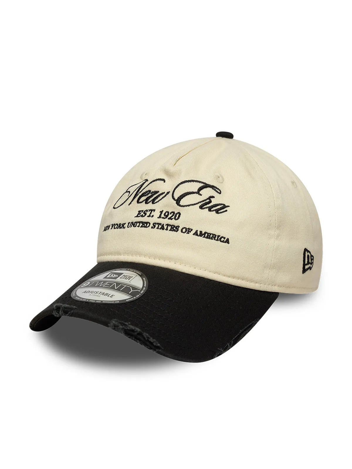 Casquettes New era Wash Distress 9Twenty Af Newera  Ltcblk Light Beige, vue de 3/4 droite