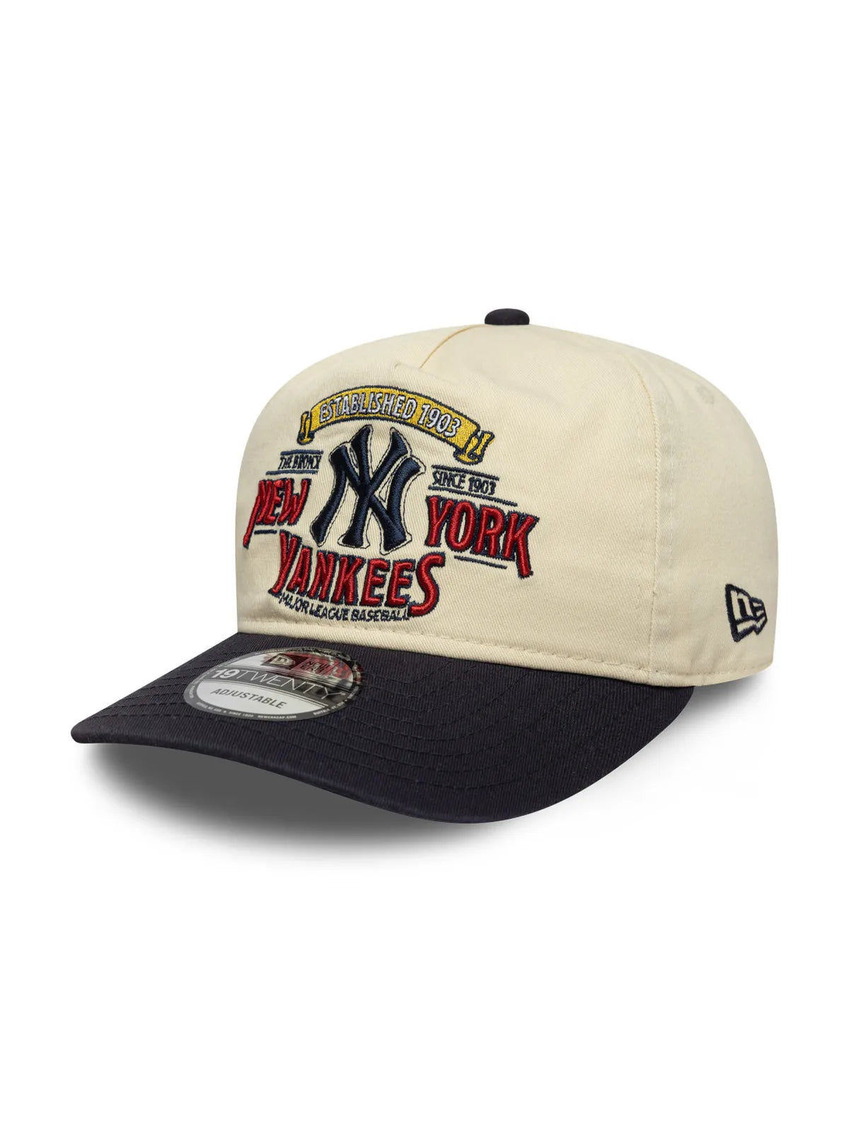 Casquettes New era Washed Graphic 19Twenty Neyyanco  Ltcnvy Light Beige Navy, vue de 3/4 droite