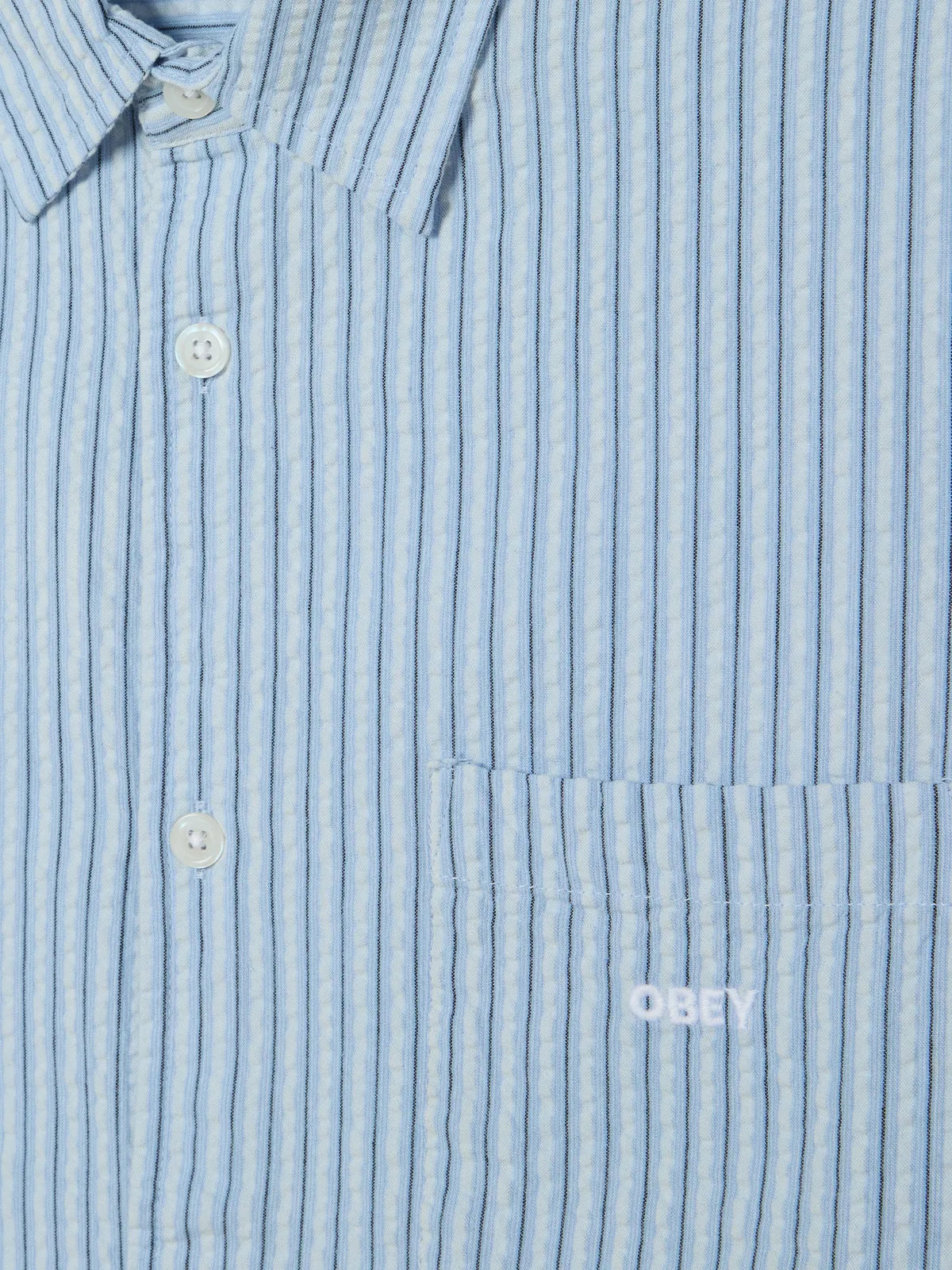 Chemises Obey Alan Woven Sky Blue Multi, vue détail