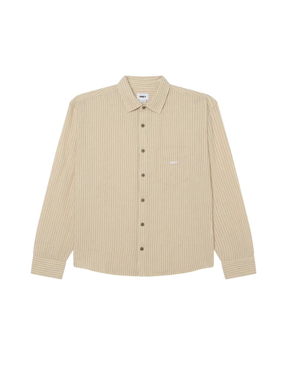 Chemises Obey Nelson Woven Silver Grey Multi, vue avant