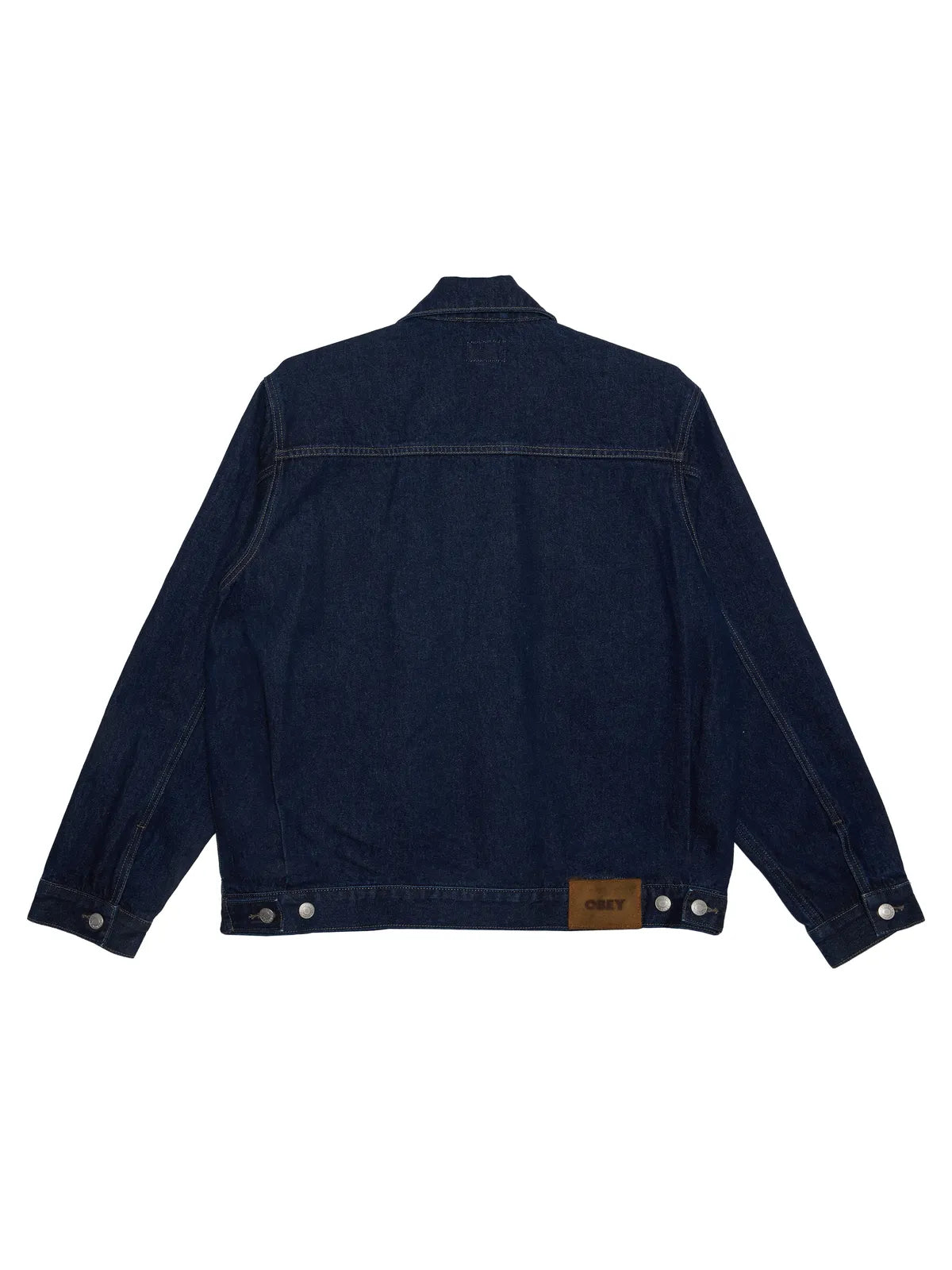 Vestes Obey Base Trucker Jacket Rinse Indigo, vue arrière