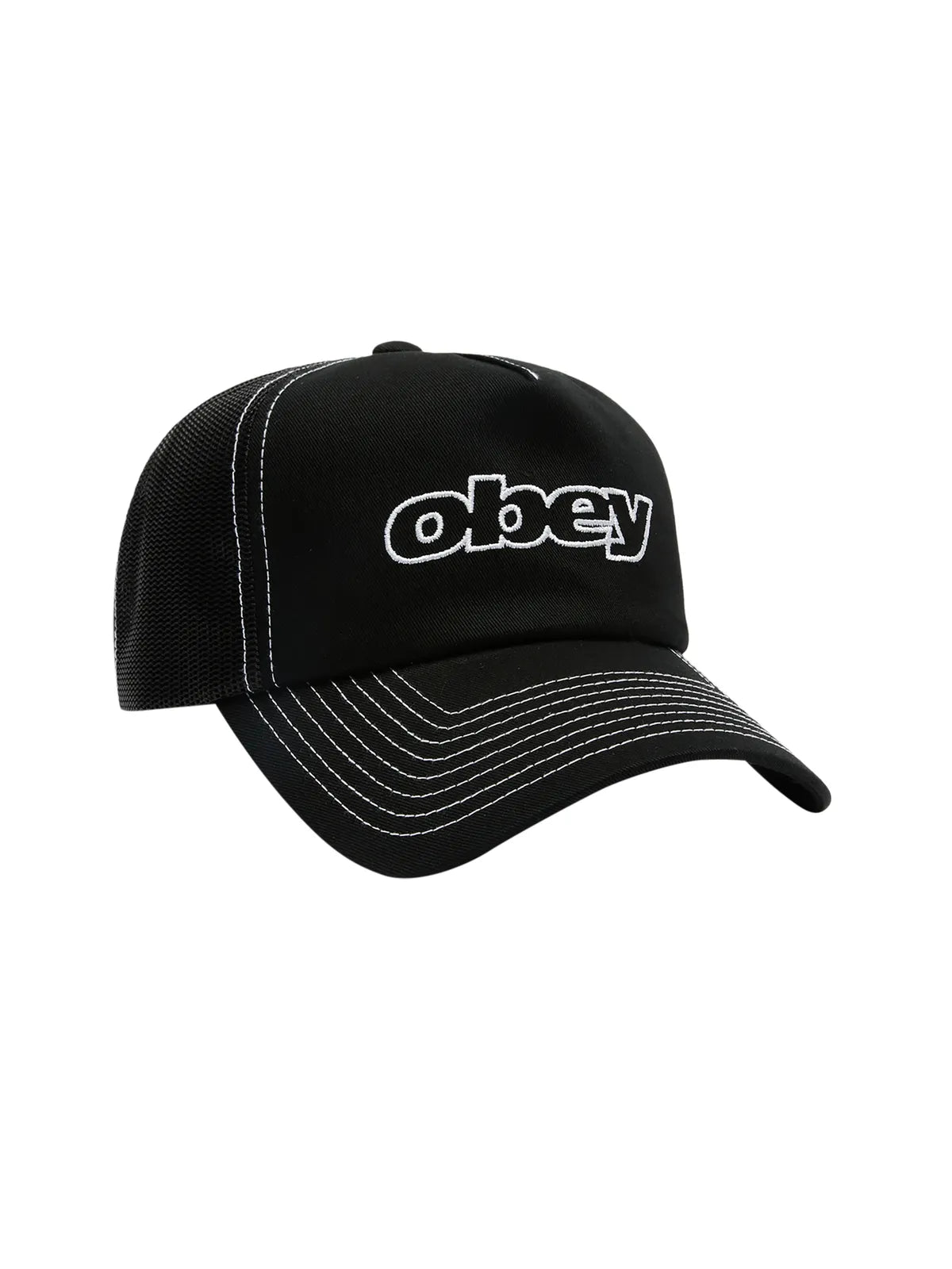 Casquettes Obey Form Trucker Black, vue avant 3/4