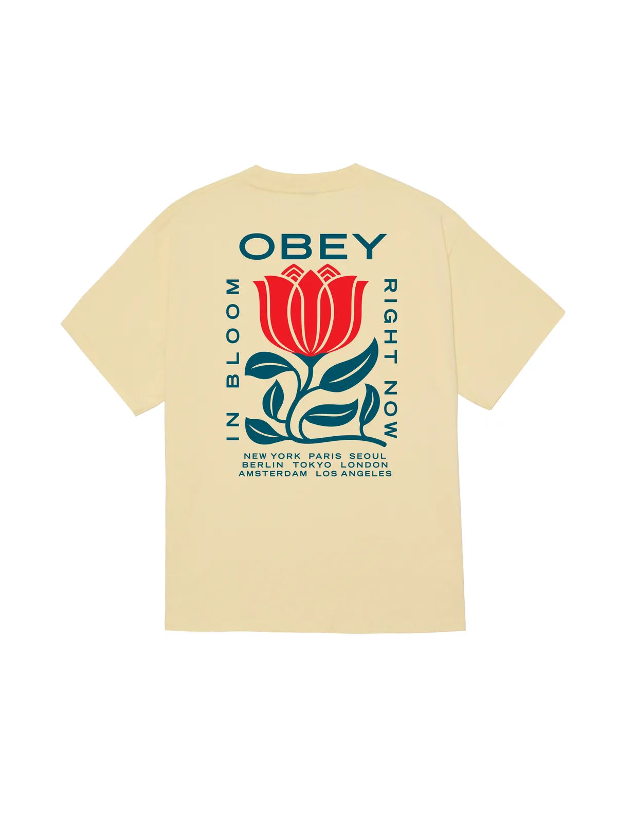 Teeshirts Obey In Bloom Pale Yellow, vue arrière