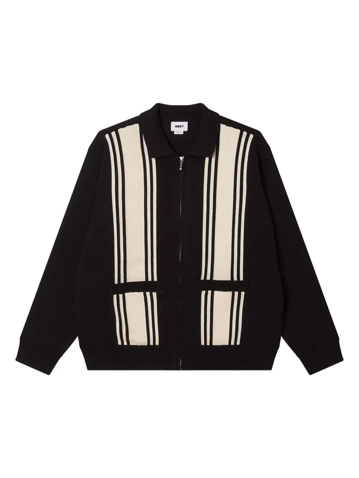 Pulls Obey Matt Zip Up Sweater Black Multi, vue avant