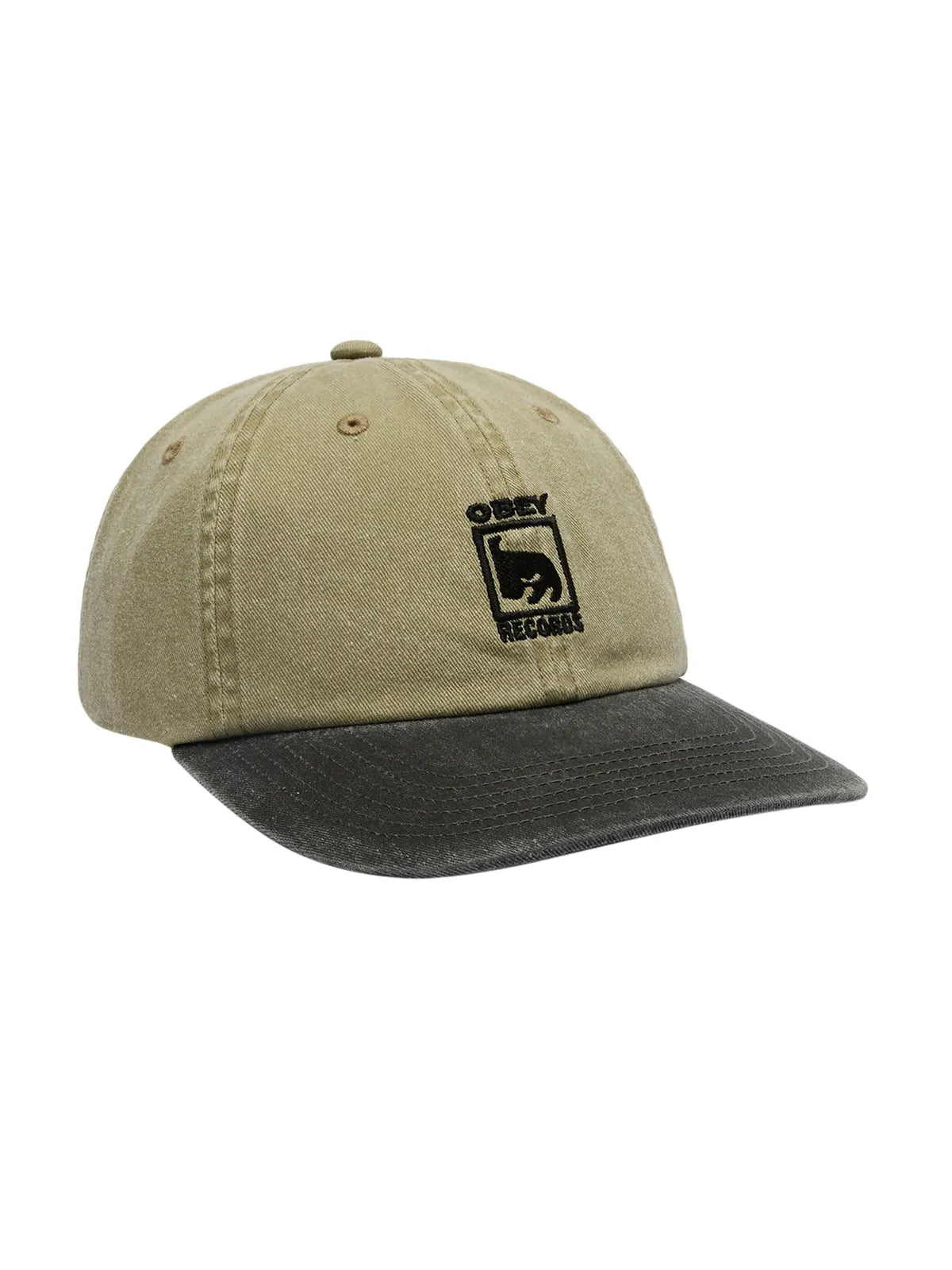 Casquettes Obey Pigment Obey Records 6 Pnl Vb Pigment Khaki Multi, vue avant 3/4