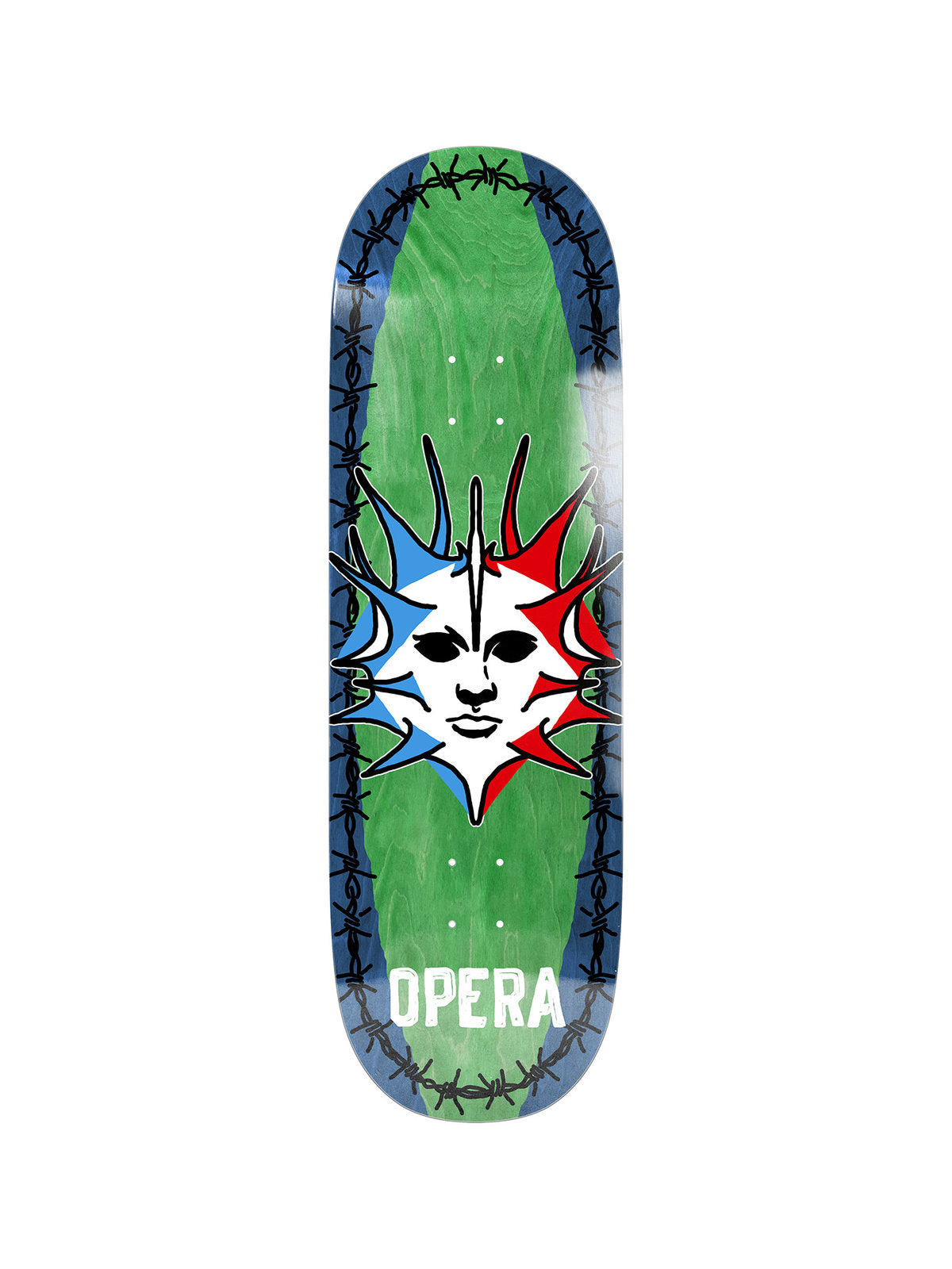 Planches de skate Opera Deck Fatties Torn Spike Ex7 10.0 X 31.85 Wb-14.25, vue de desssus
