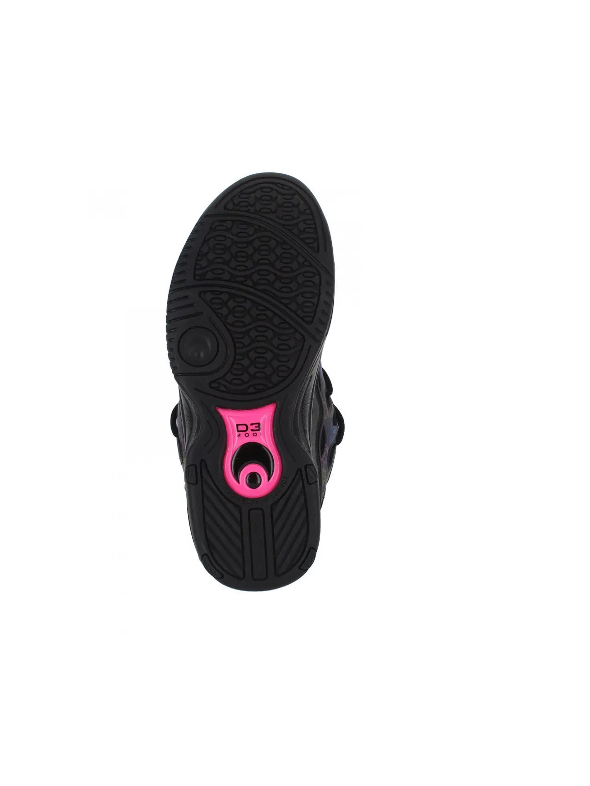 Chaussures de skateboard Osiris D3 2001 Black/Pink/Holo, vue de dessous