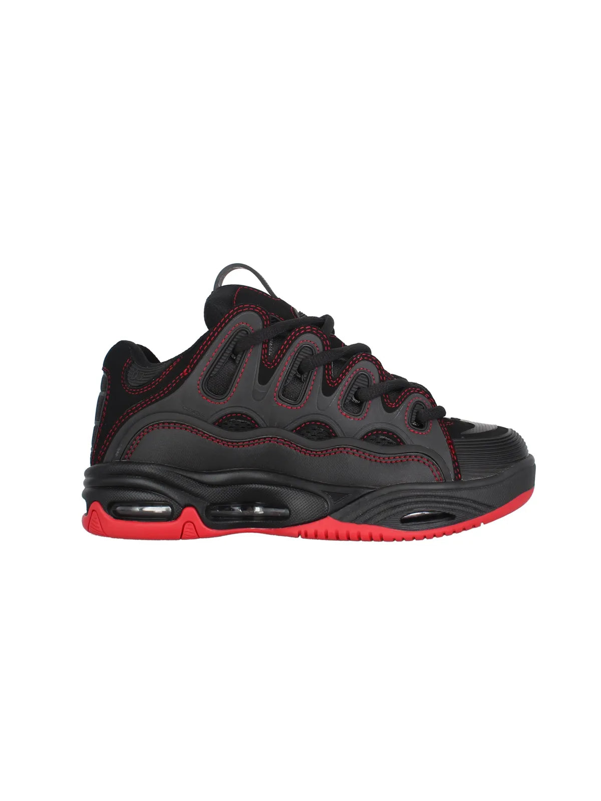Chaussures de skateboard Osiris D3 2001 Black/Red/Red, vue de coté