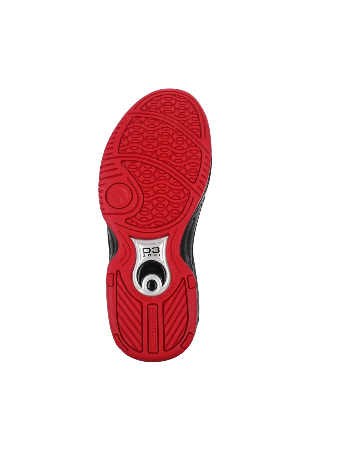 Chaussures de skateboard Osiris D3 2001 Black/Red/Red, vue de dessous