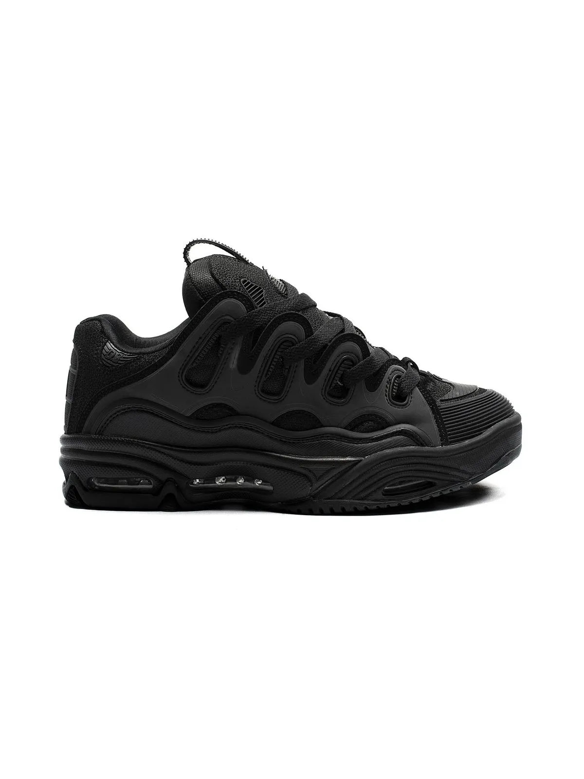 Chaussures de skateboard Osiris D3 2001  Black/Black/Black, vue de coté