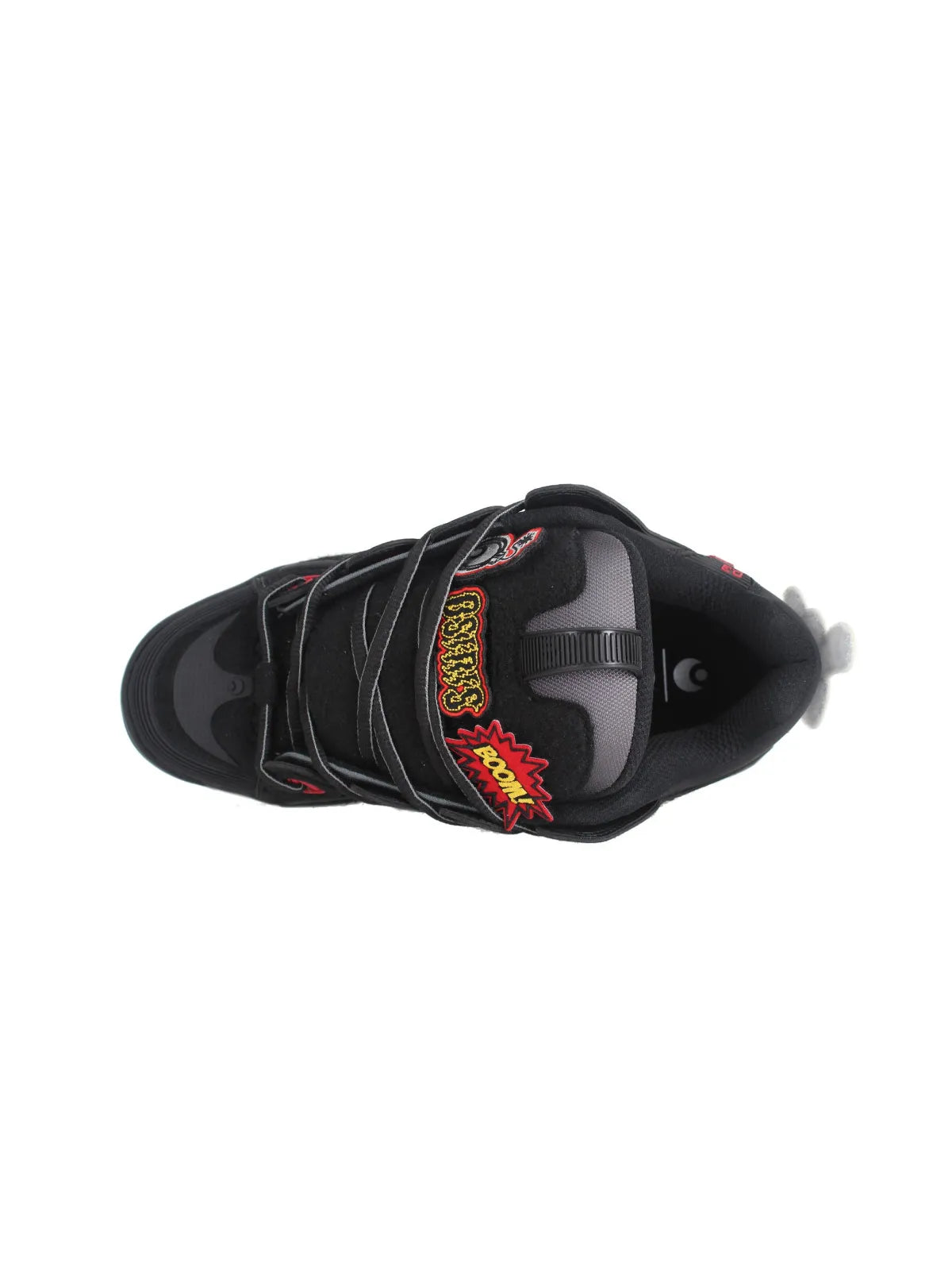 Chaussures de skateboard Osiris D3 2001  Black/Red/Velcro, vue de dessus