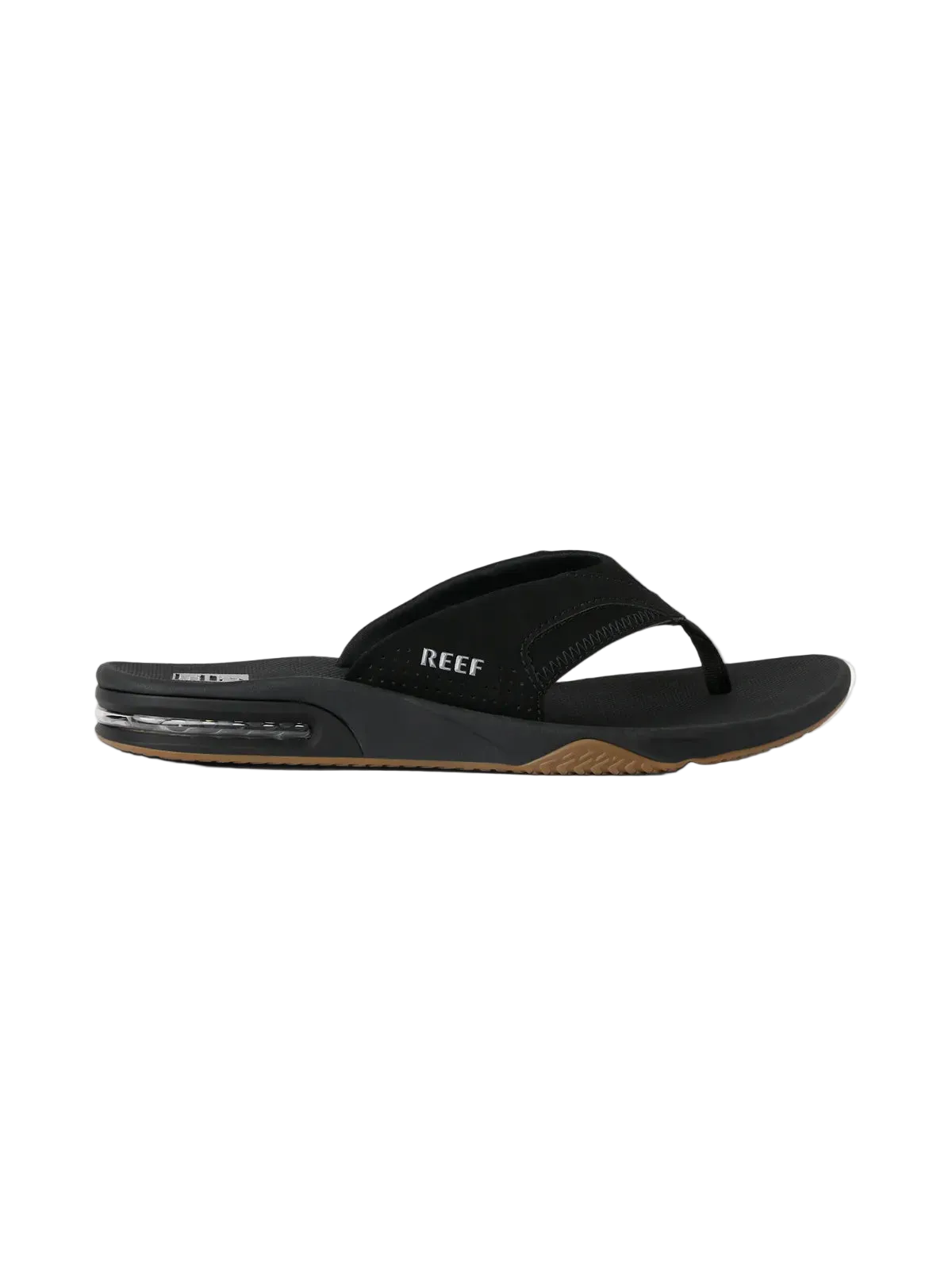 Tongs Reef Fanning Black/Silver, vue de coté