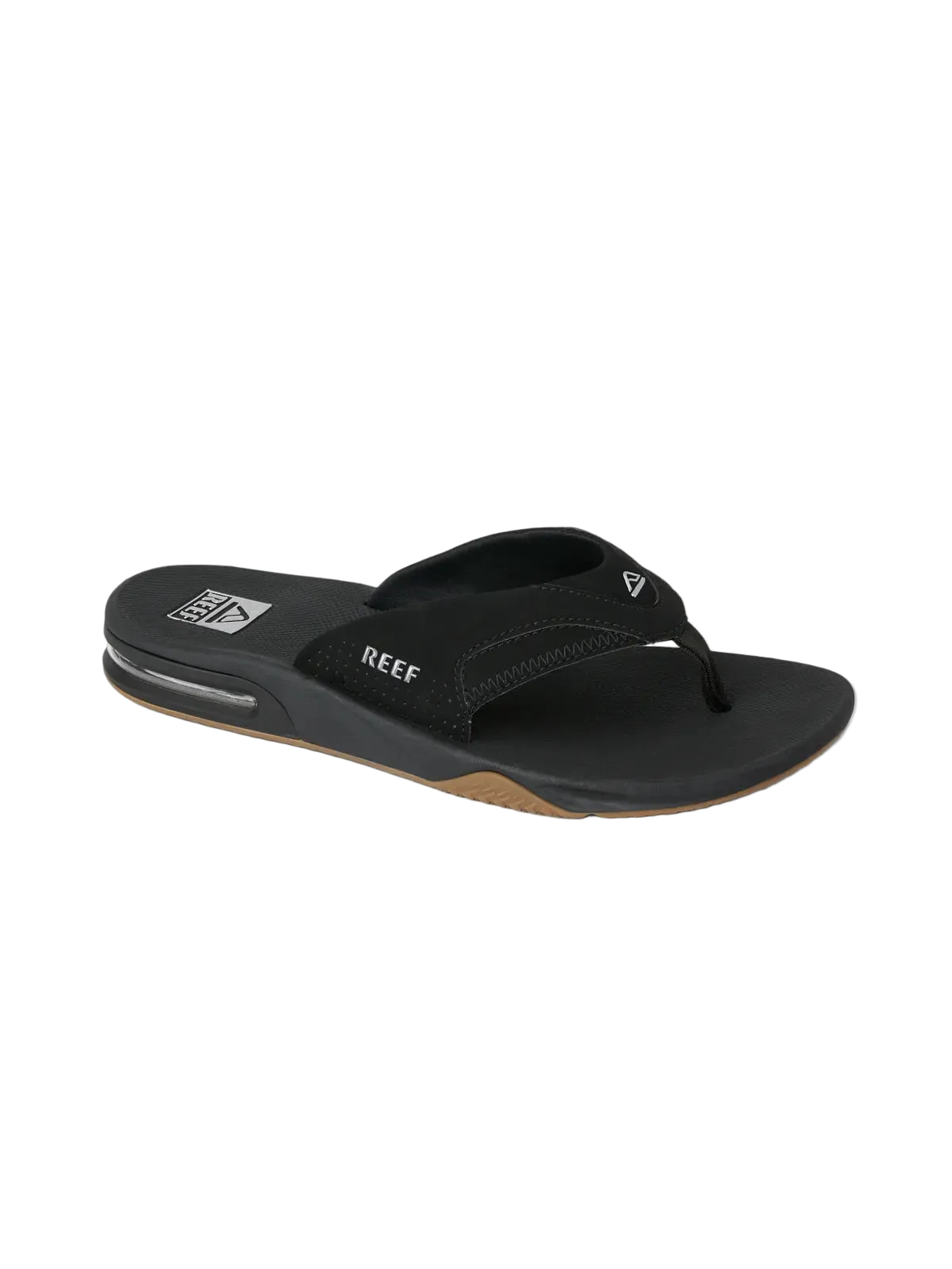 Tongs Reef Fanning Black/Silver, vue pied droit