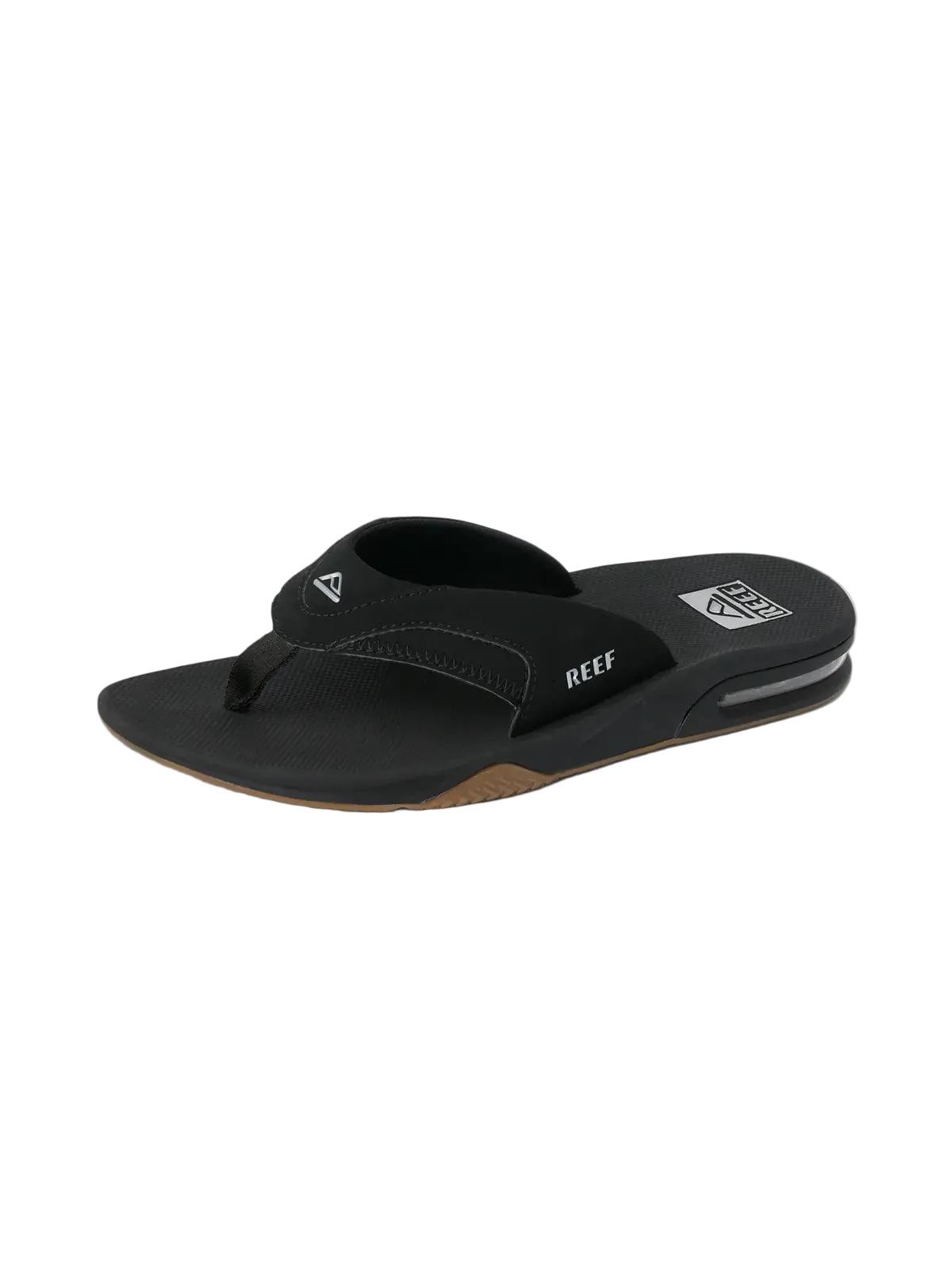 Tongs Reef Fanning Black/Silver, vue pied gauche