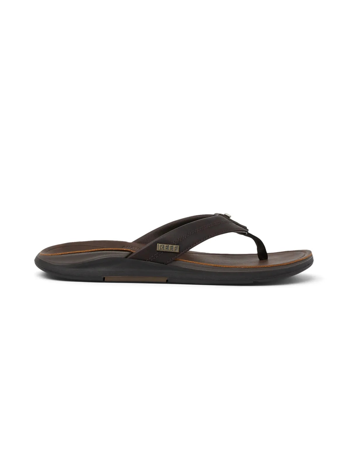 Tongs Reef Leather Offshore Dark Brown, vue de coté