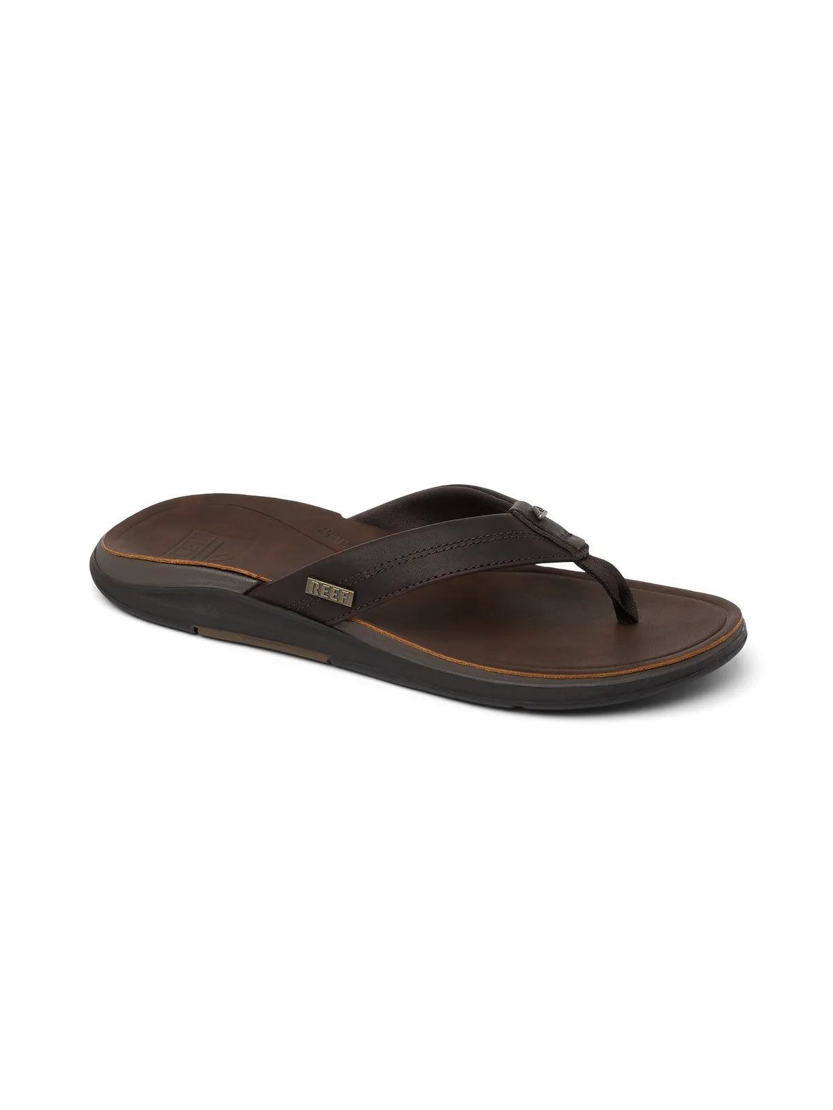 Tongs Reef Leather Offshore Dark Brown, vue pied droit