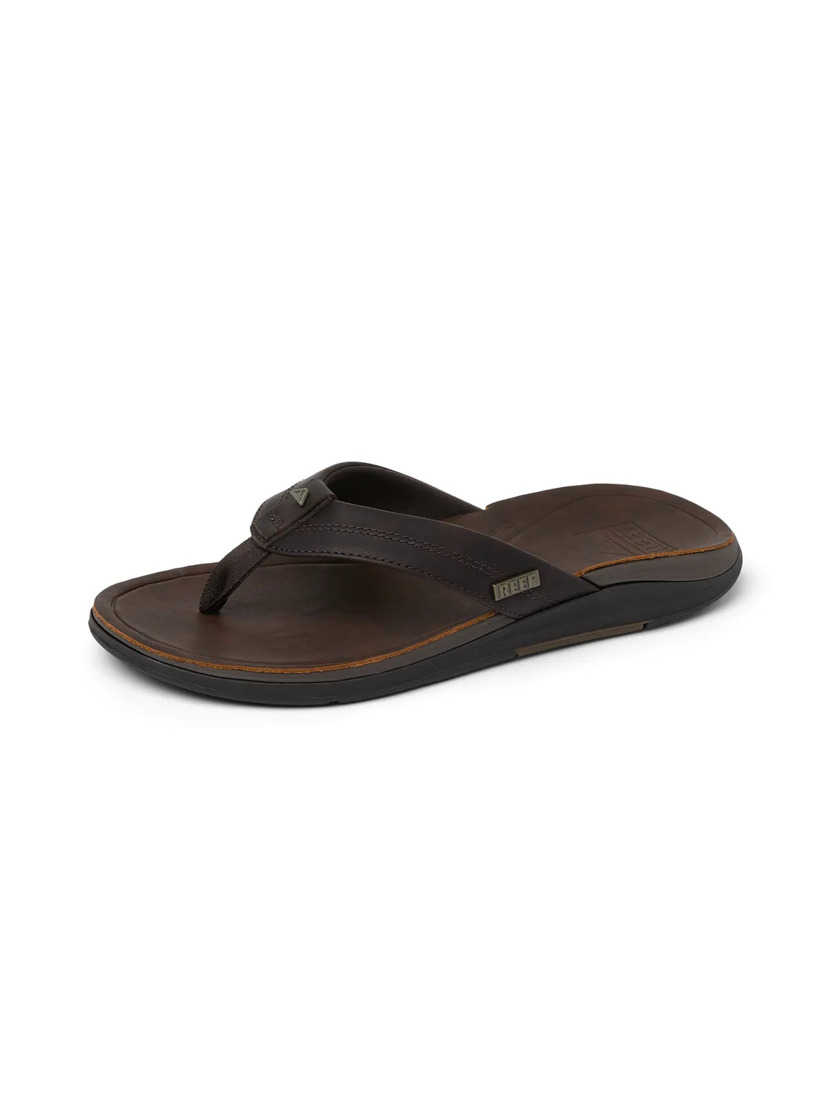 Tongs Reef Leather Offshore Dark Brown, vue pied gauche