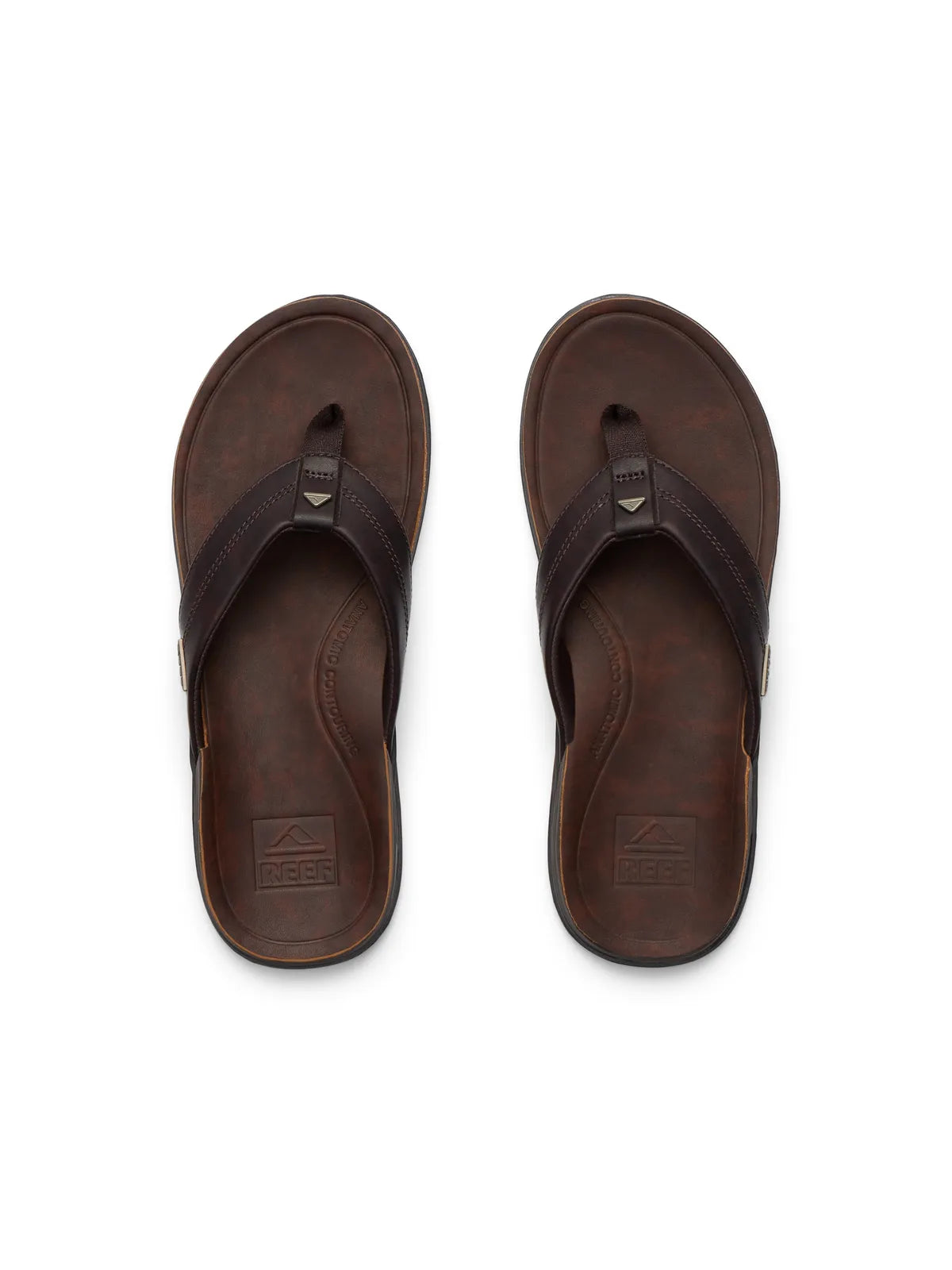 Tongs Reef Leather Offshore Dark Brown, vue de dessus