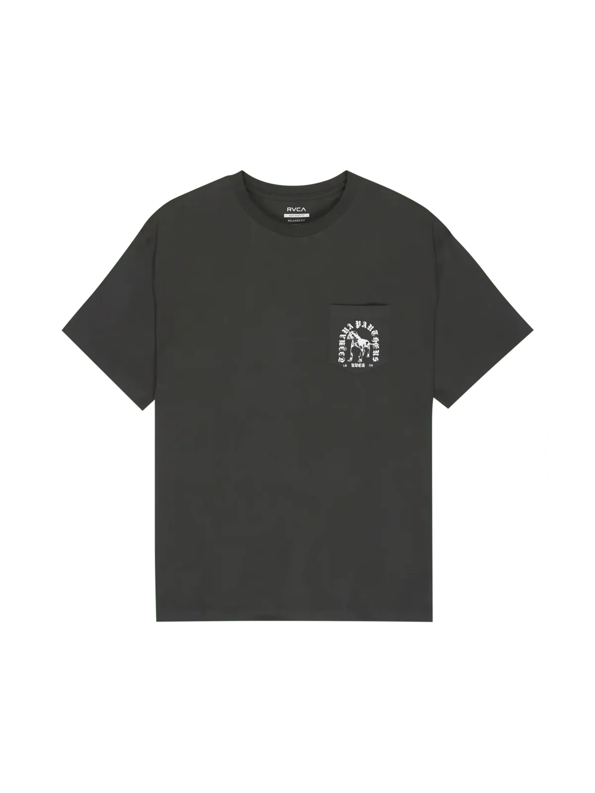 Teeshirts Rvca Bad Panther Pocket Ss Pirate Black, vue de face a plat