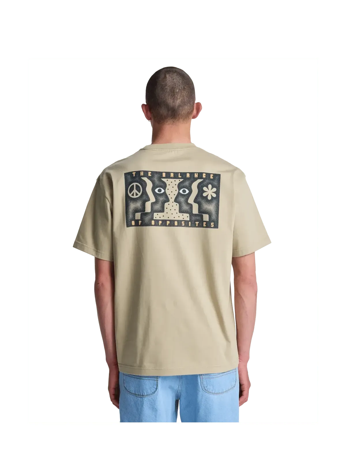 Teeshirts Rvca Face To Face Ss Khaki, vue portée de dos