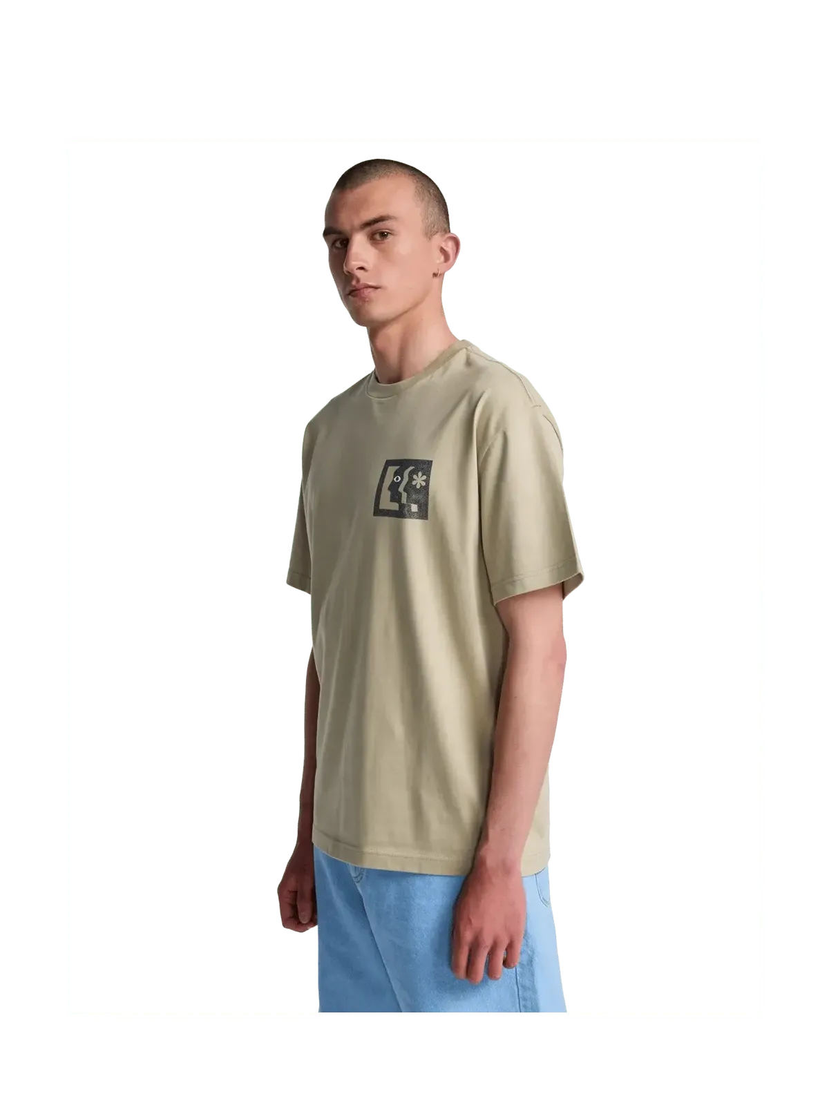 Teeshirts Rvca Face To Face Ss Khaki, vue porté de ¾