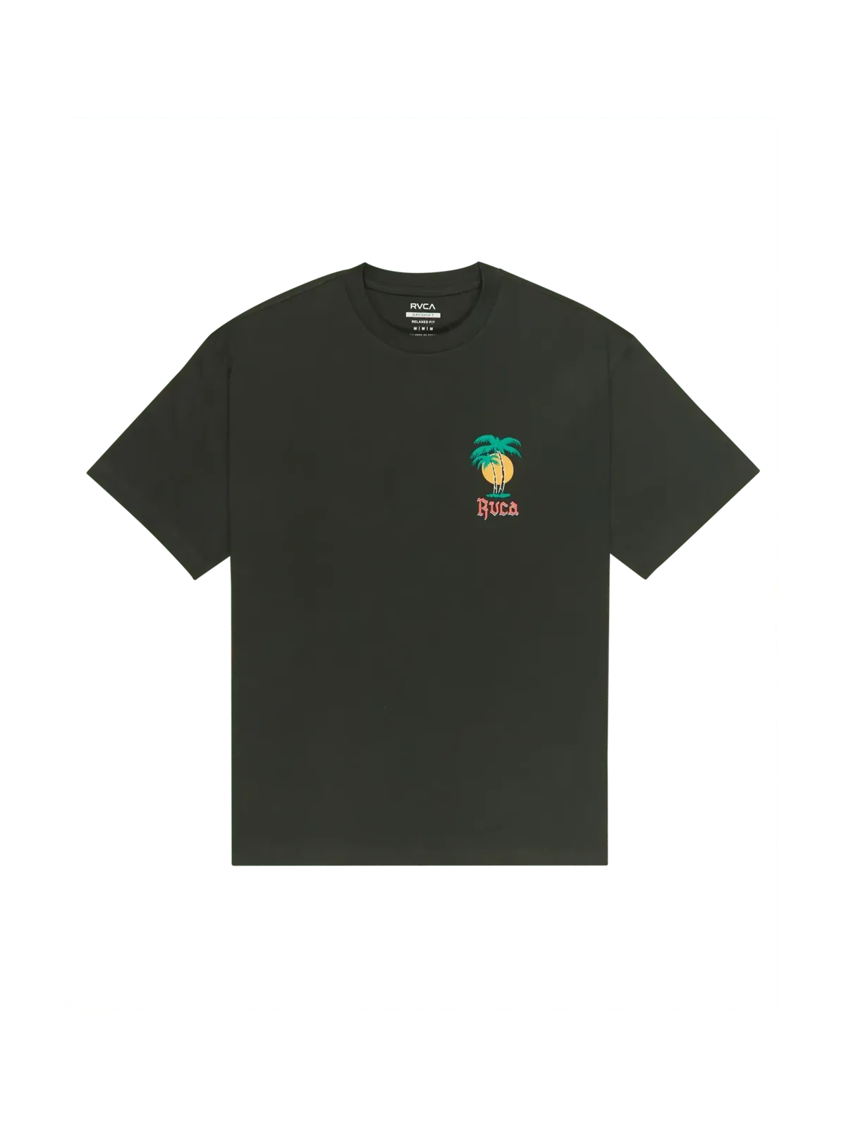 Teeshirts Rvca Frond Mural Ss Pirate Black, vue de face a plat