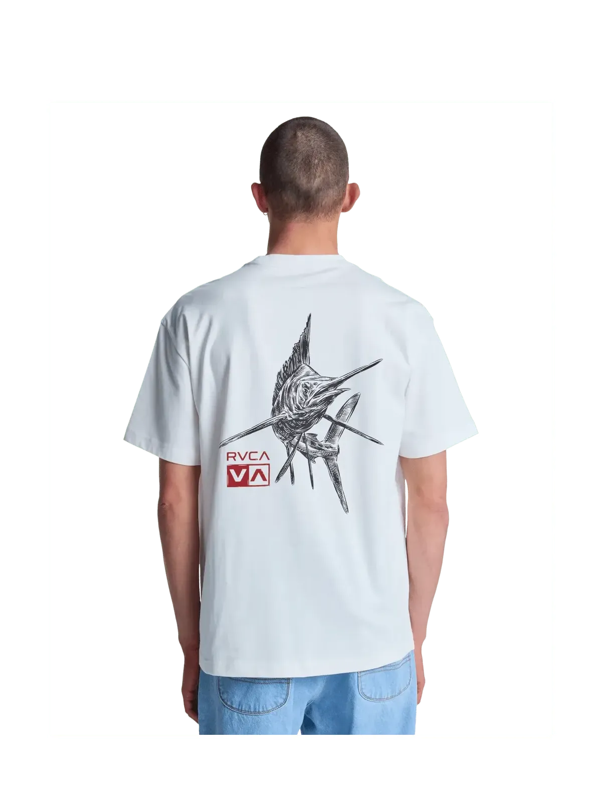 Teeshirts Rvca Horton Florida Ss Antique White, vue portée de dos